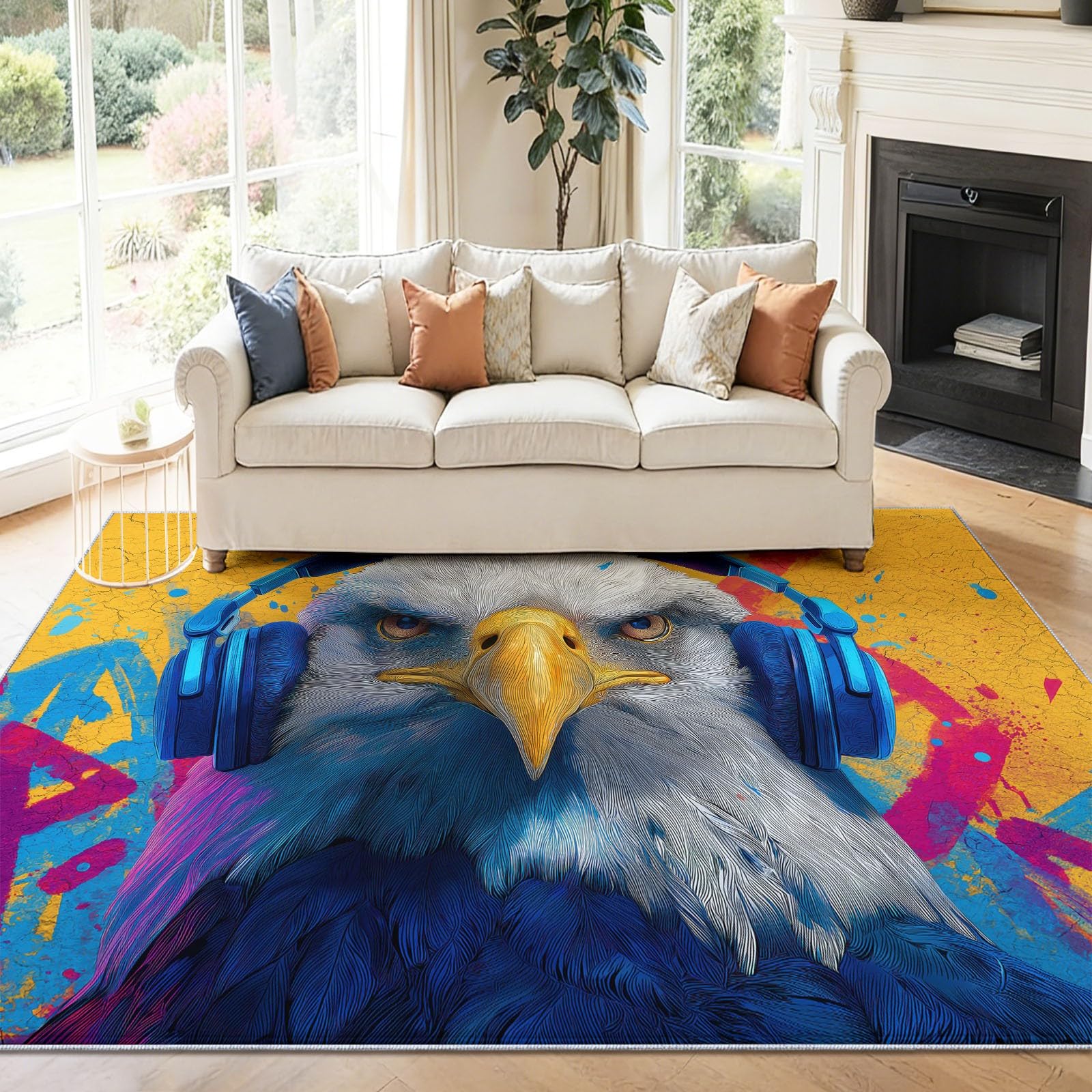 Tapis salon doux poil court 160x230 lavable pour chambre adulte jaune moutarde