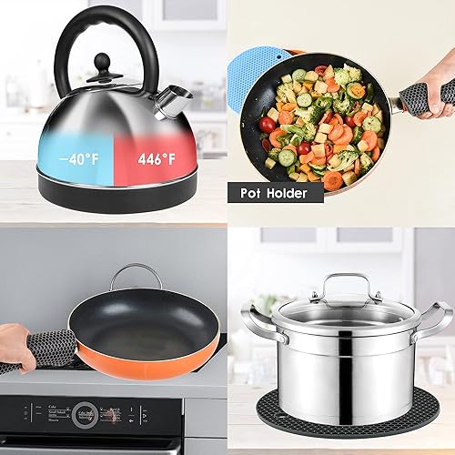 Miniatura 4 de Smithcraft Salvamanteles de silicona de goma de silicona para sartenes calientes y ollas, manteles individuales resistentes al calor, paquete de 4,