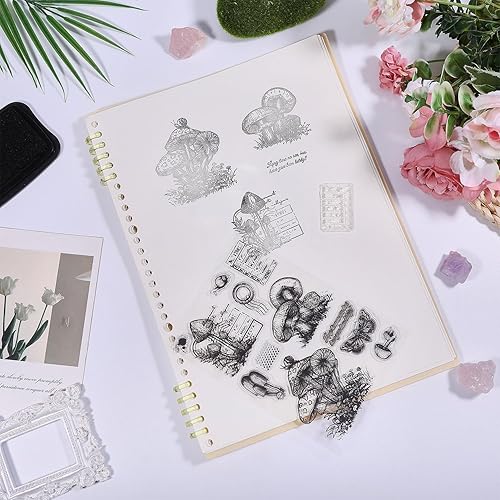 Miniatura 12 de GLOBLELAND Sellos transparentes de fondo de números vintage, sellos transparentes con estampado de palabras de flores, sellos transparentes