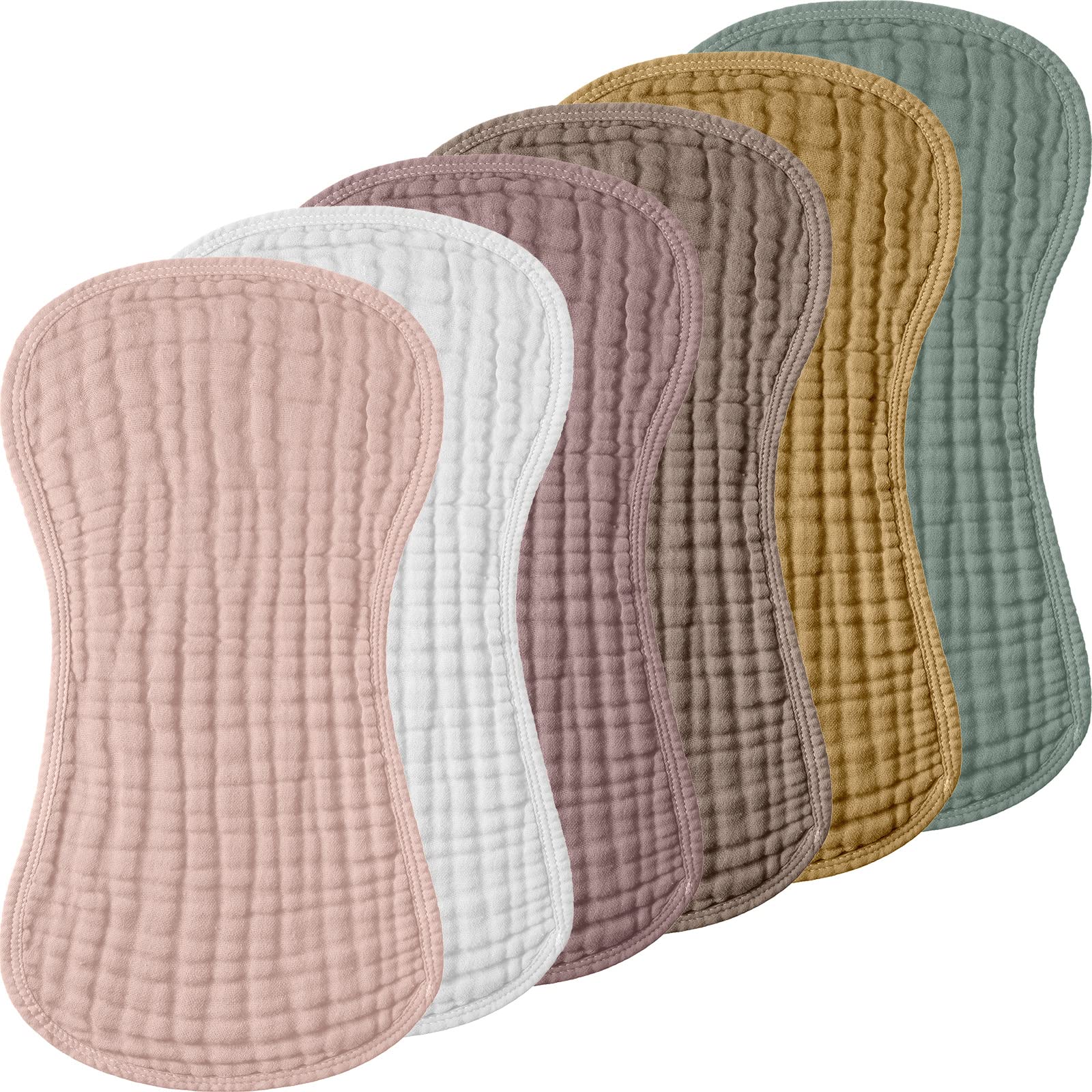 Frienda 6 Pack Muslin Burp Cloths Cotton Large 20''x 9'' Extra Absorbent and Soft Baby Burping Cloth for Baby Boy Girl Unisex(Novel Colors)