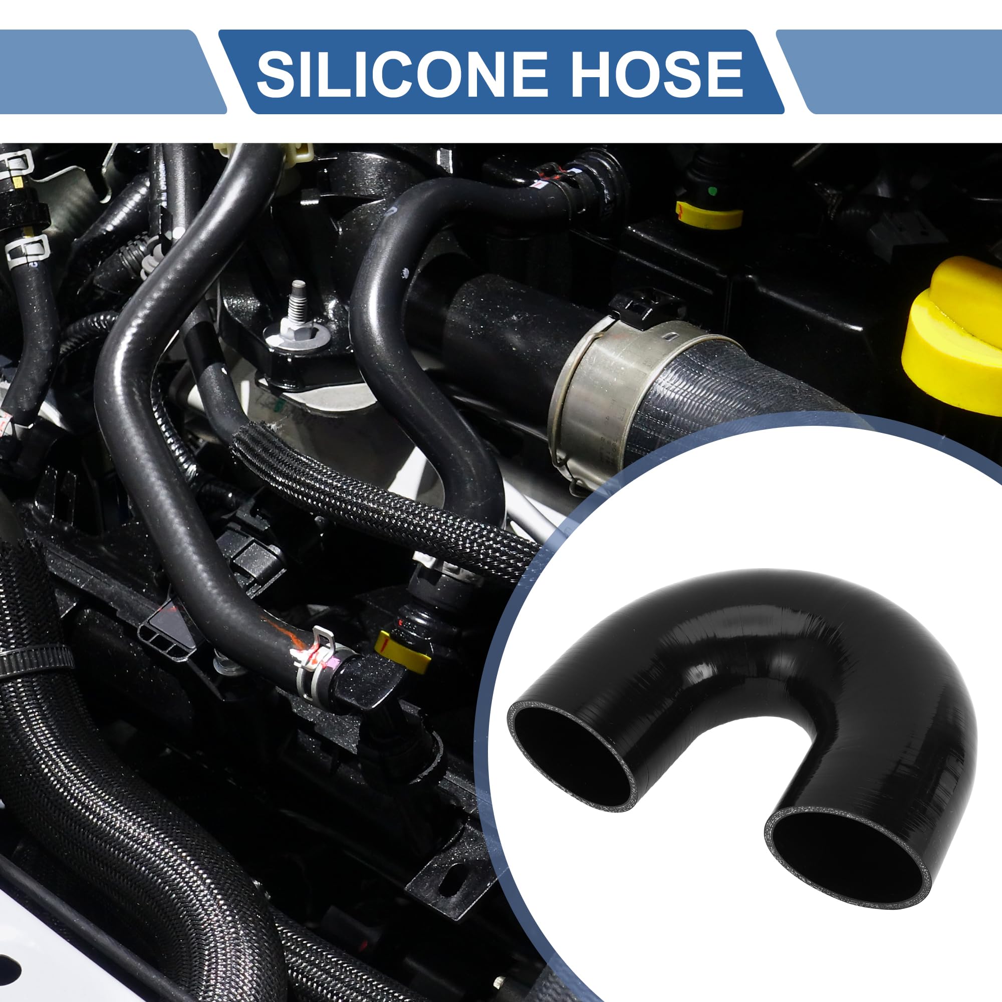 A ABSOPRO Tubo Flessibile In Silicone Nero Refrigerante 1 Pz Per Auto | Id 76mm / 2,99" L 120mm / 4,72" 180° Spess 5mm Temp -60°C A 300°C Press 1Mpa Adatto Per Liquido Raffreddamento Olio Antigelo