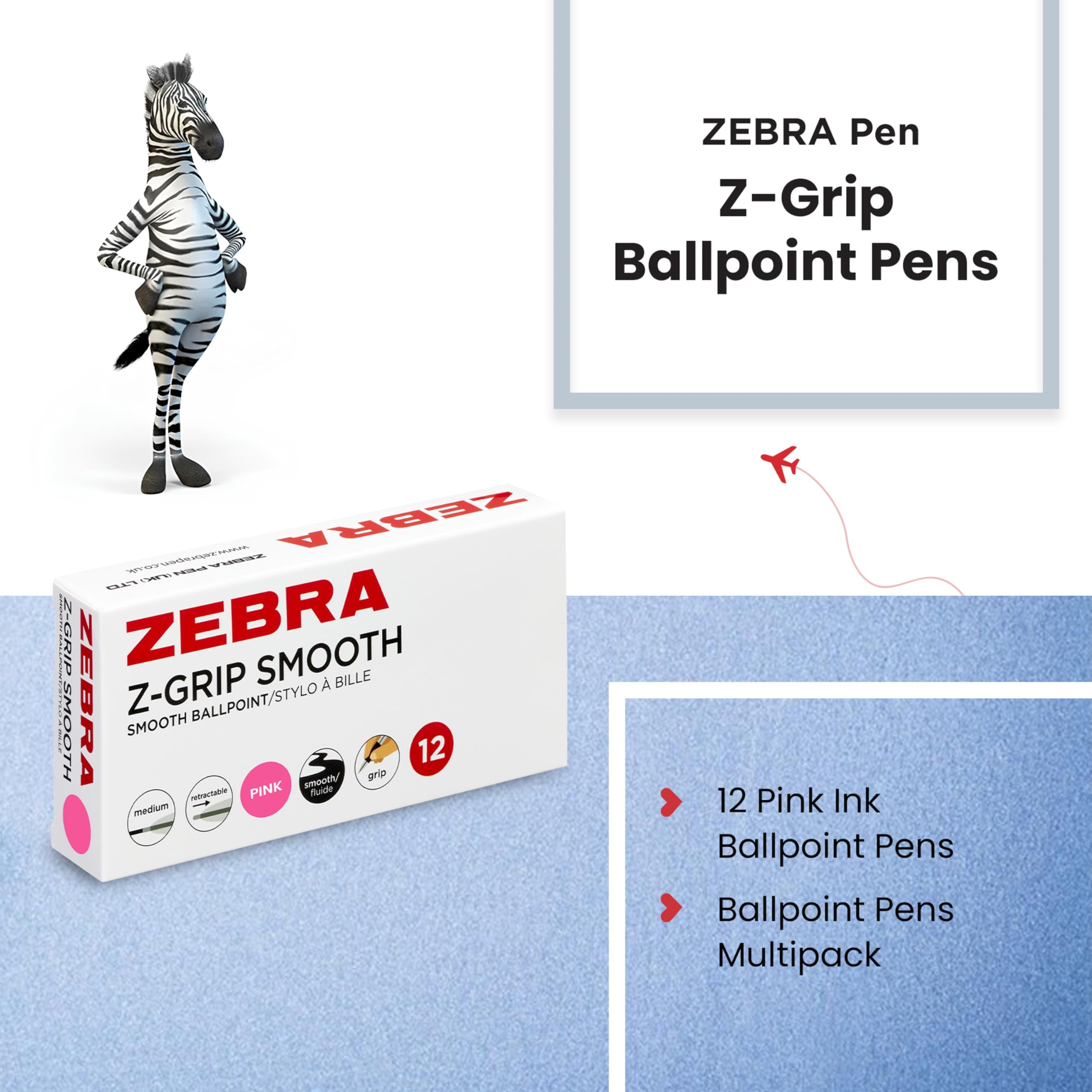 Zebra Z-Grip Smooth Ballpoint Pen - Pink (Pack of 12) 22567, 1 count (Pack of 12) - Image 2
