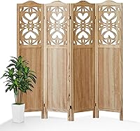 Vista 51 de Panel divisor de habitación de 4 paneles, pared divisora de habitación de 5.6 pies de alto y pantalla de privacidad plegable, panel divisor de pared