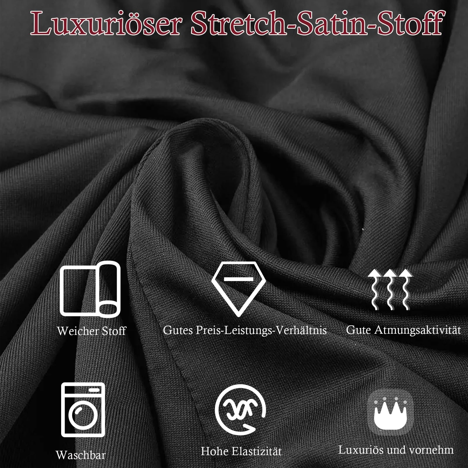 Autoabdeckung Indoor Stretch für 475-525cm PKW Auto Abdeckplane Winter Staubdichte Autogarage Abdeckung Atmungsaktiv Tiefgaragen- und Autoshow-Geeignet (Schwarz + Rot)