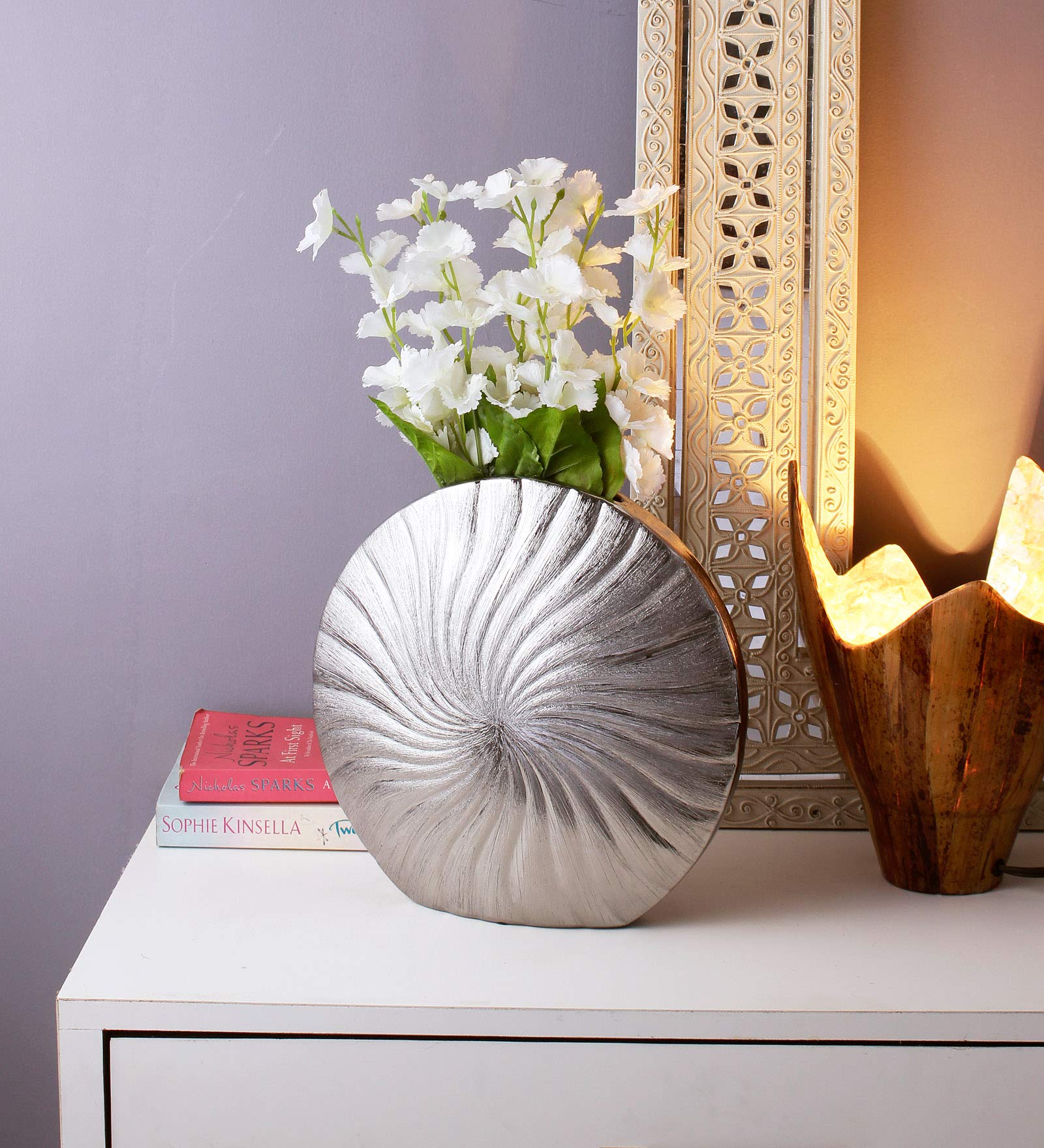 Shell Design Ceramic Vase in Silver Color by Artelier
