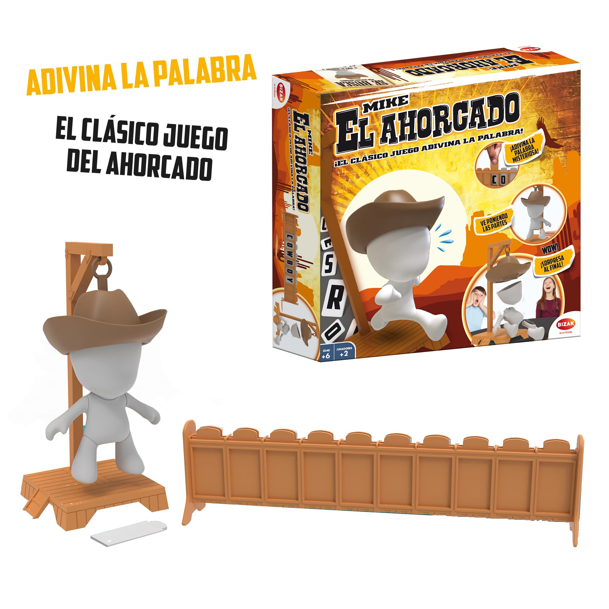 Bizak El Ahorcado Mike, Juego de Mesa Familiar, Juego clásico de Letras y Palabras con diversión Moderna, para Jugar con Amigos, Regalo de Juego Infantil niños y niñas Desde 4 años de Edad (64011319)