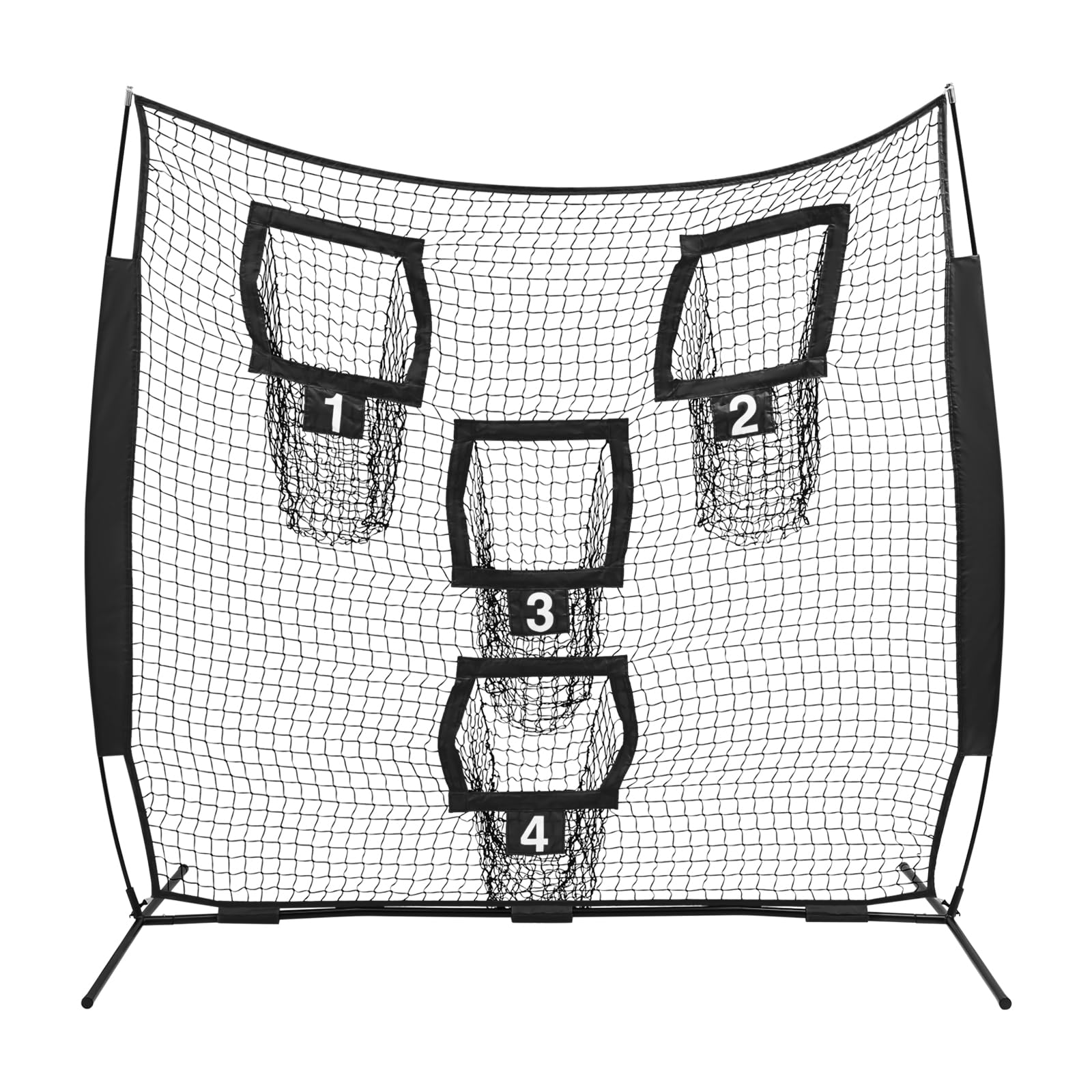 7 x 7ft Football Trainer Net for Quarterback Accuracy Practice,Football Throwing Target with 4 Target Pockets,Knotless Net for Throwing Training, Portable with Carry Bag (Black)