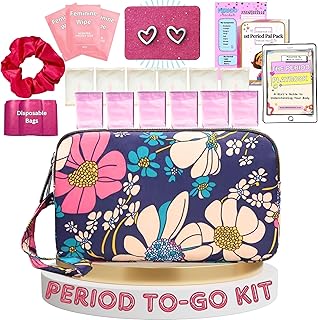 First Period Pal Pack to-Go Kit | 26 pcs | First Period Kit for Girls 9-12 | Period Bags for Teen Girls for School | Discr...