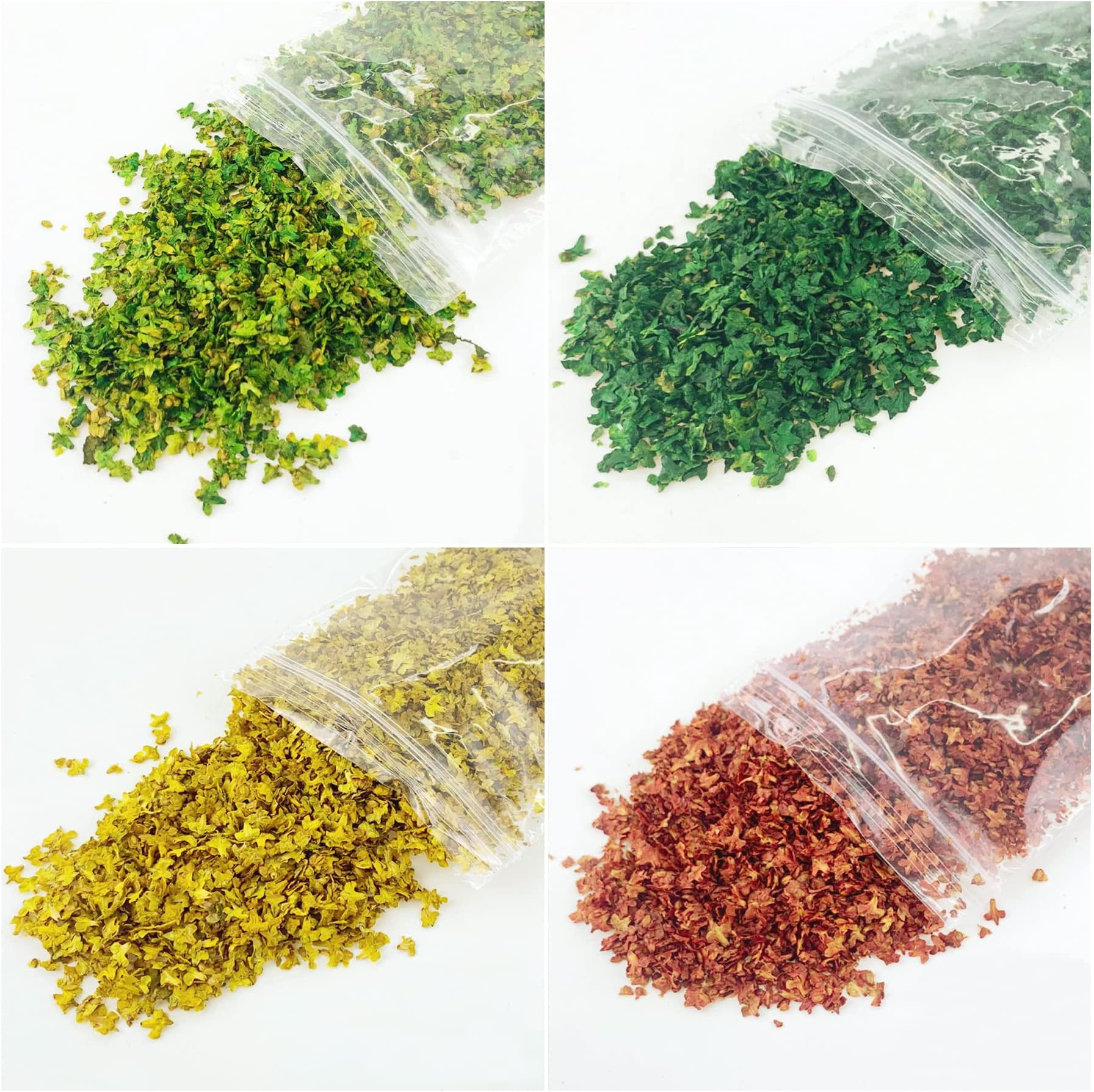 Cayway 4 Pack Model Scenery Leaf, Realistic Miniature Leaves, 4 Color Simulation Leaves for DIY Railway Fairy Garden Simulation Vine for Fairy Garden Diorama Scenery Landscape Layout (Style A)