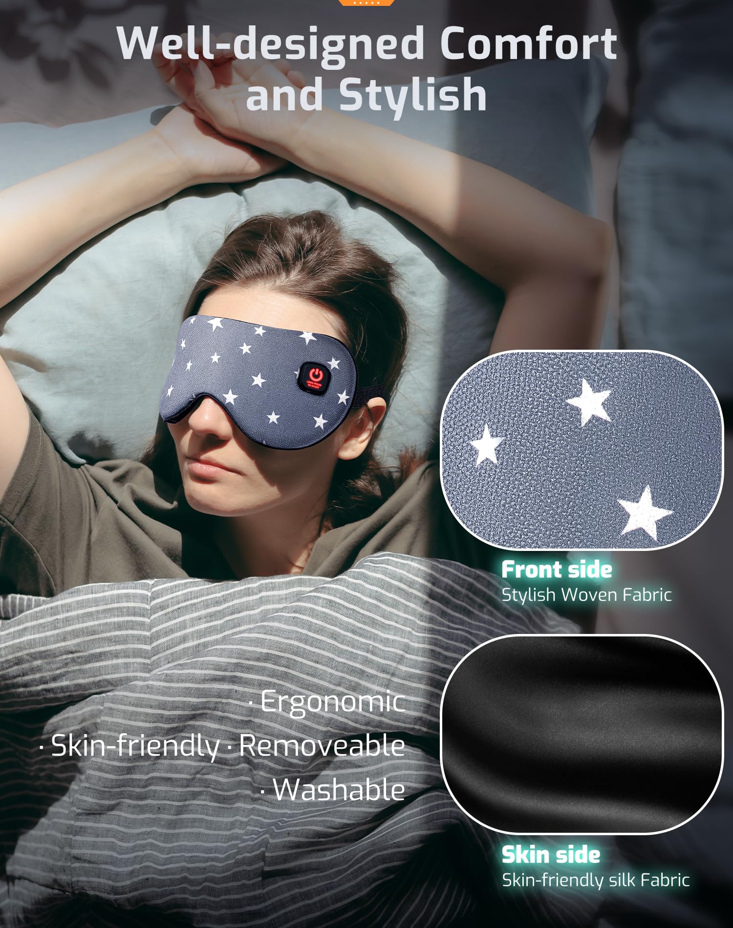 Máscara de ojos térmica, compresa de ojos cálida inalámbrica para ojos secos, blefaritis, máscara de ojos con bloqueo de luz para hombres y mujeres, máscara eléctrica cálida para dormir en avión,