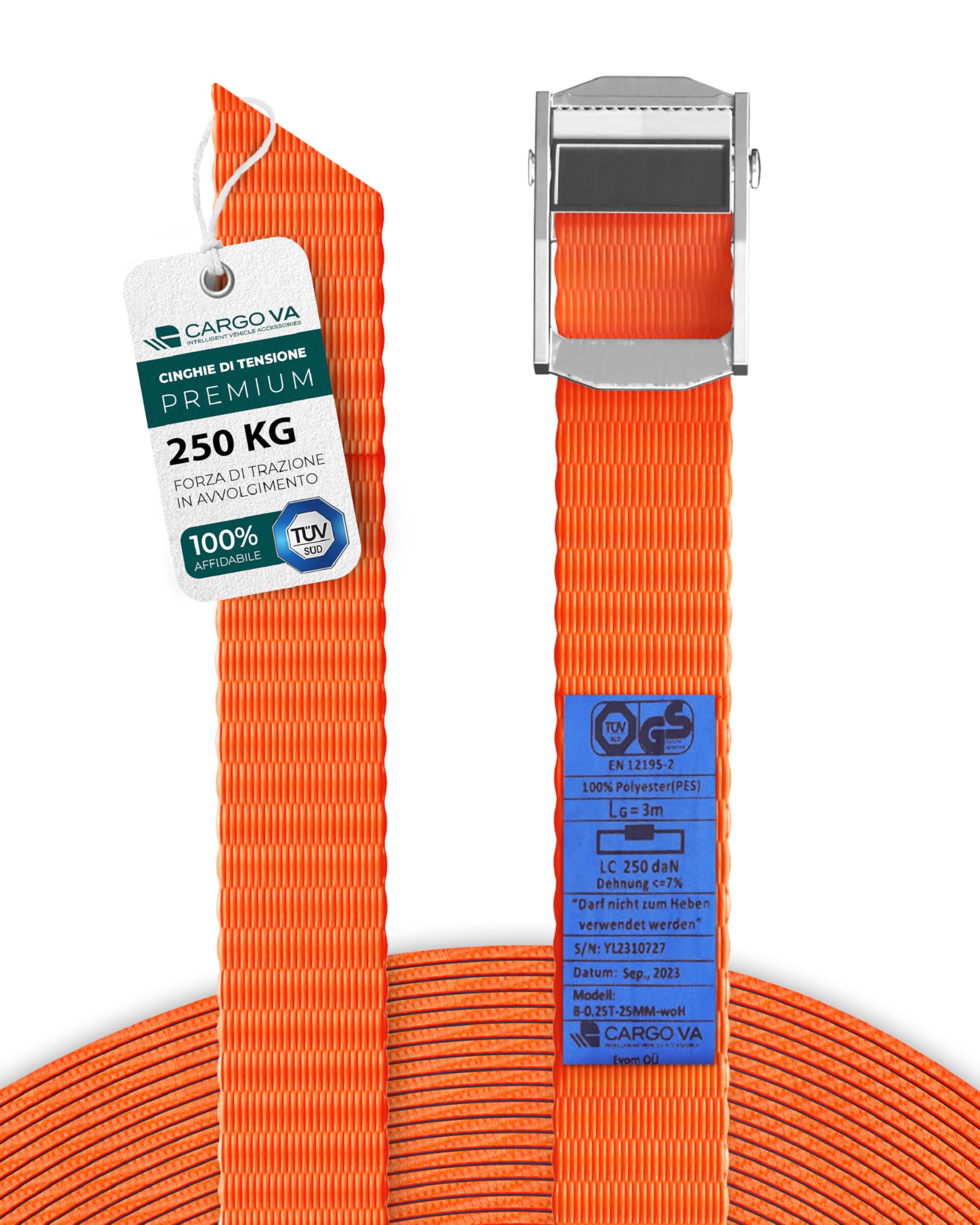 Confezione 4 Cinghie A Cricchetto E-Track 2x20' Arancioni &ndash; Per Rimorchio E Cargo Van