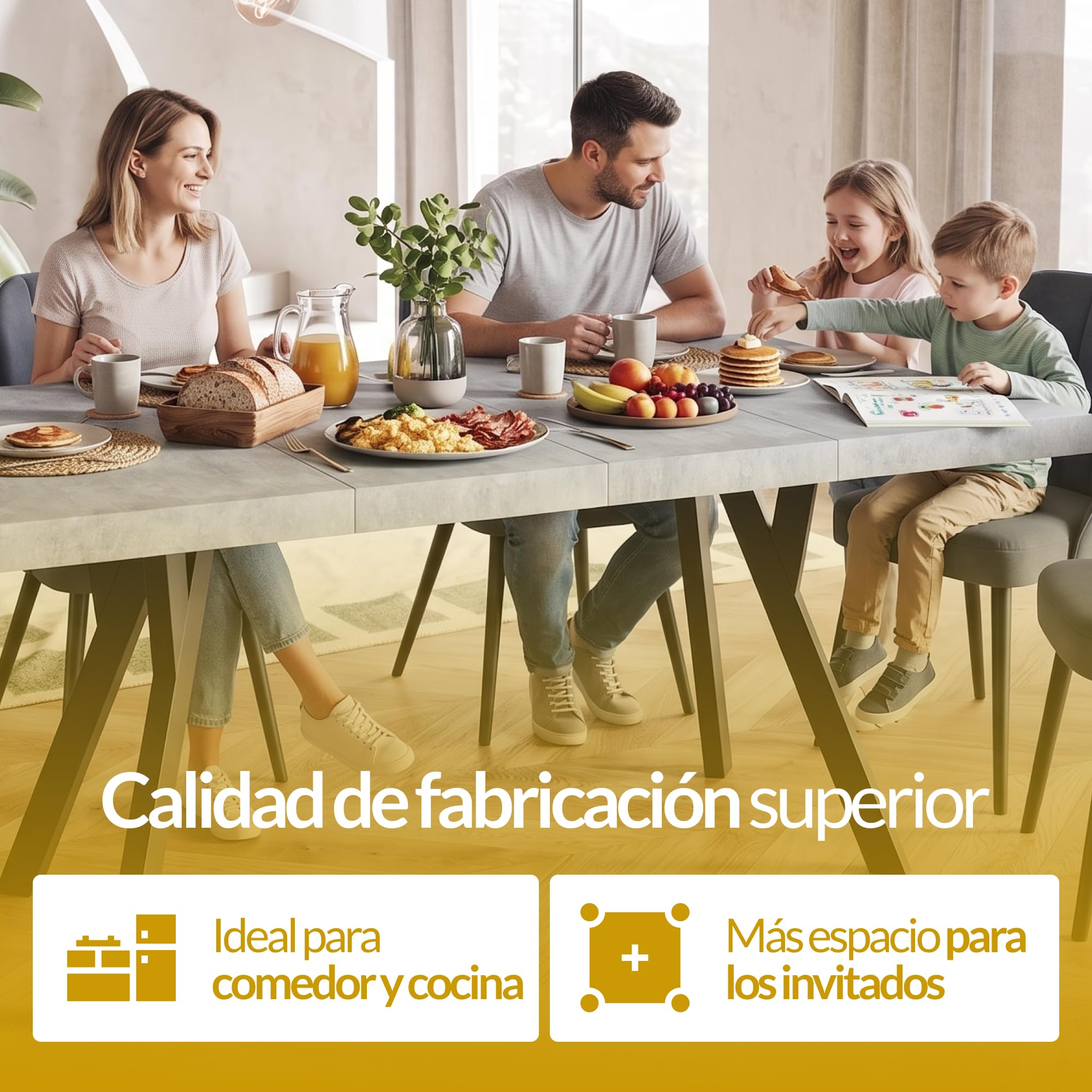 Mesa Comedor Extensible Cuadrada Rico, 120-220 cm, Grafito