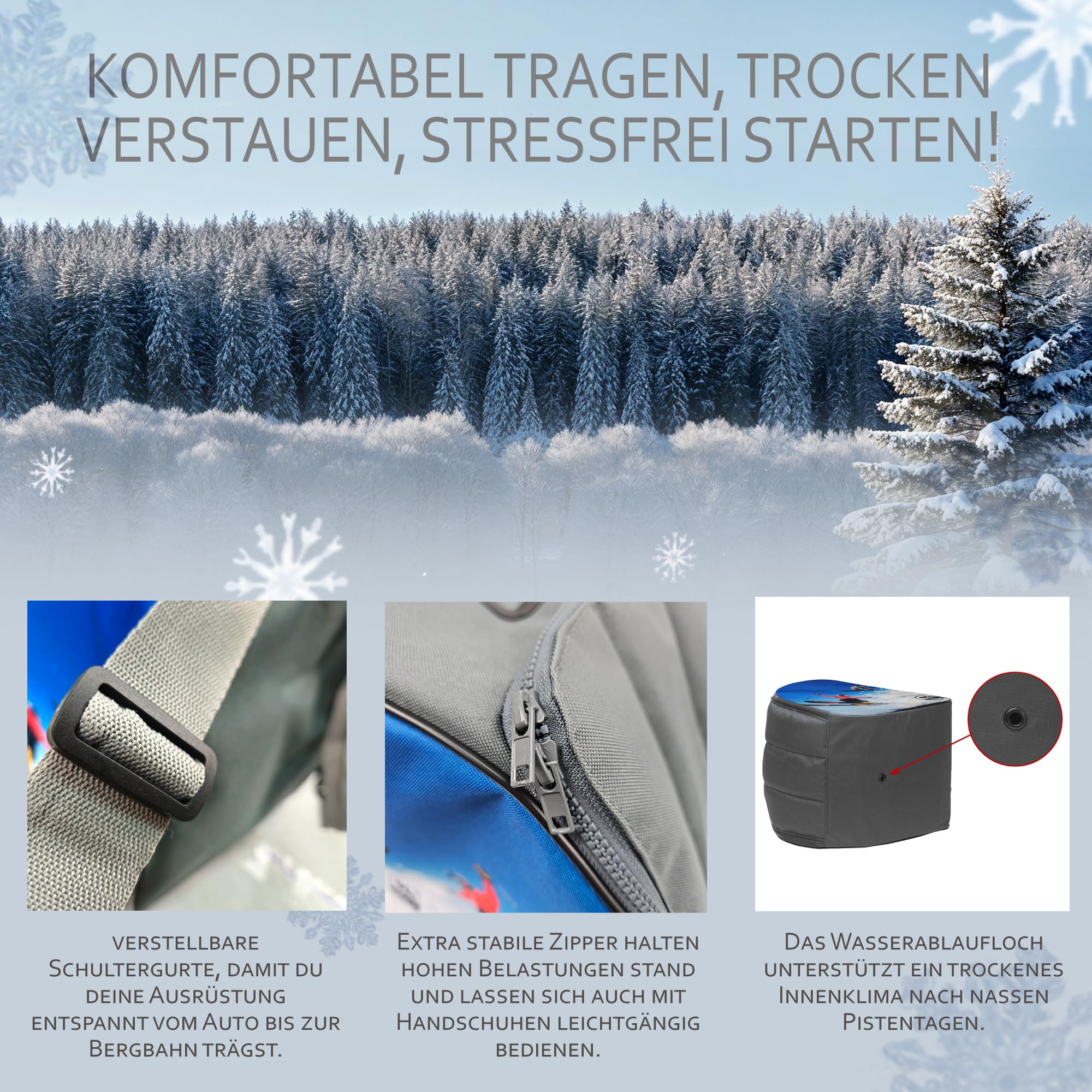 BambiniWelt by Rafael K. Kinder Skistiefeltasche [Ski-Schuh-Tasche für Kinder] Skiboots Rucksack integrierte Standfläche Platz für Boots Helm Skibrille Handschuhe Kinder-Skischuhrucksack
