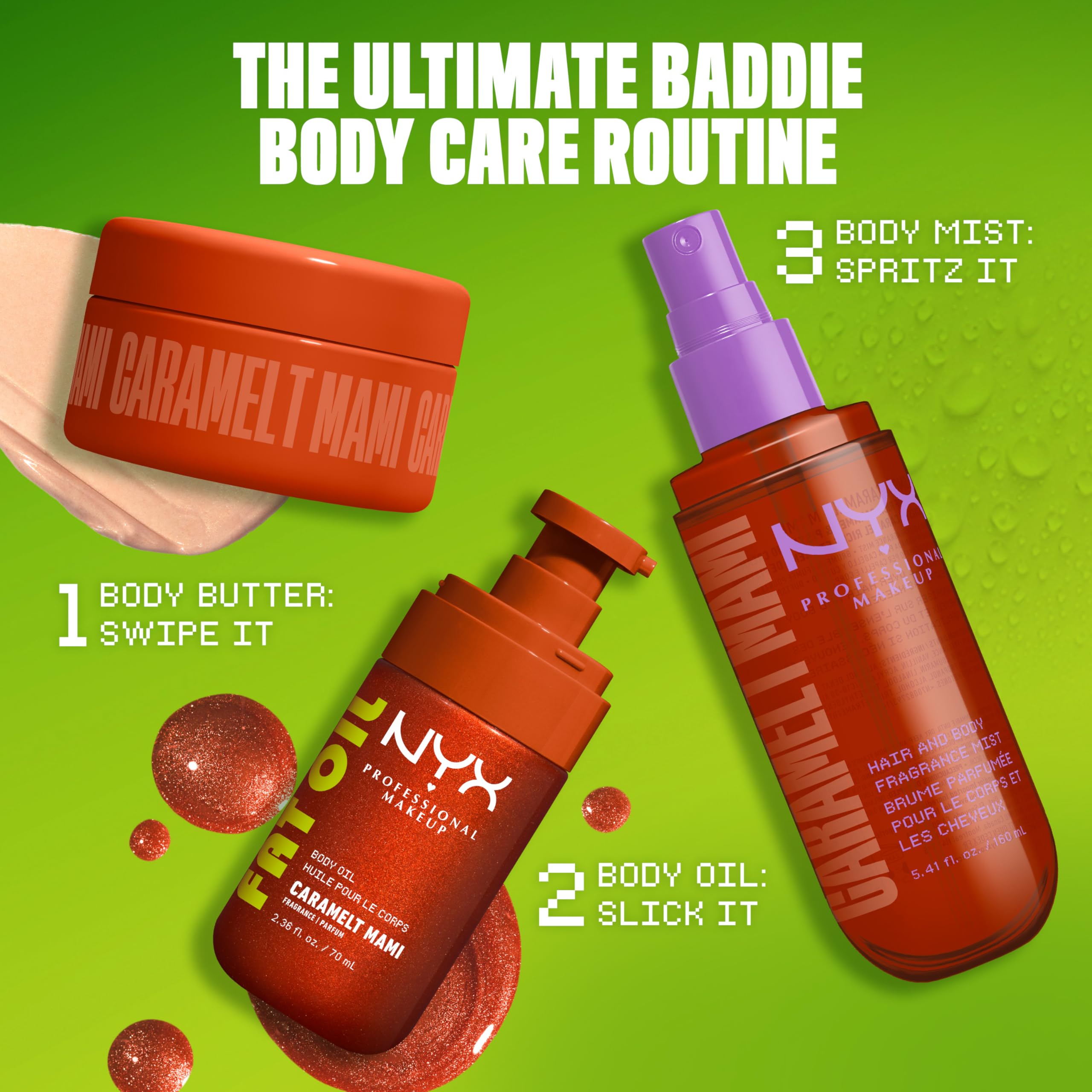 NYX Body Mist, Caramelt Mami Hair & Body Fragrance Spray, Sweet Vanilla & Whipped Cream Scent, Long-Lasting Gourmand Perfume Mist, Vegan & Cruelty-Free — view 5