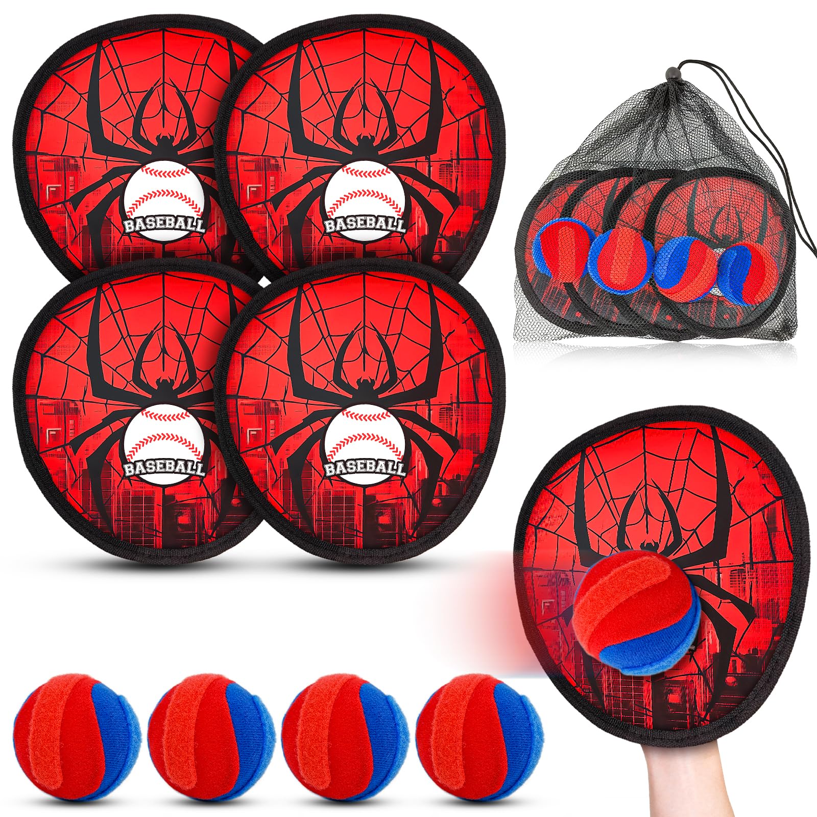 Toss and Catch Ball Game Set, Outdoor Games for Kids 3 4 5 6 7 8 9 10 11 12 Years Old Boys Girls, Outdoor Yard Games Beach Toys Pool Toys Sports & Outdoors Birthday Gifts (4 Paddles)
