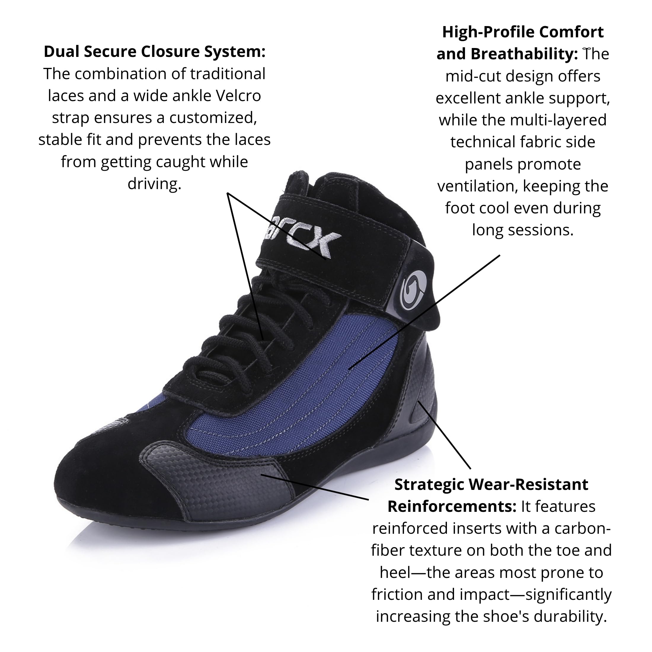 Botas de Moto para Hombre y Mujer Calzado de Motociclismo Transpirable y Antideslizante