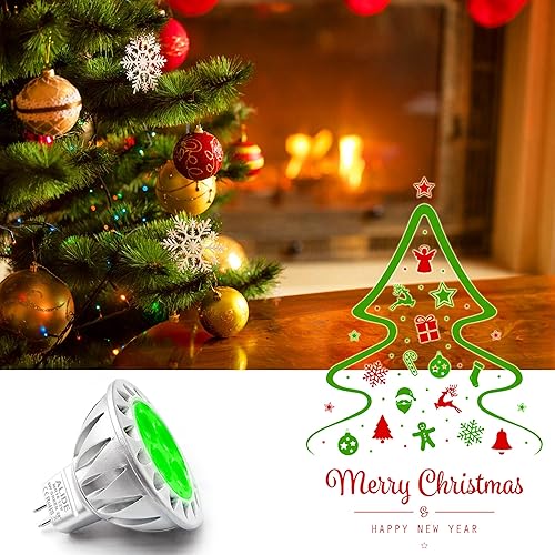 Miniatura 4 de ALIDE Bombillas LED verdes MR16 GU5.3 de 5 W, 20 W, 35 W, 50 W, equivalente a halógeno, 12 V de bajo voltaje MR16, focos LED verdes para paisajes al