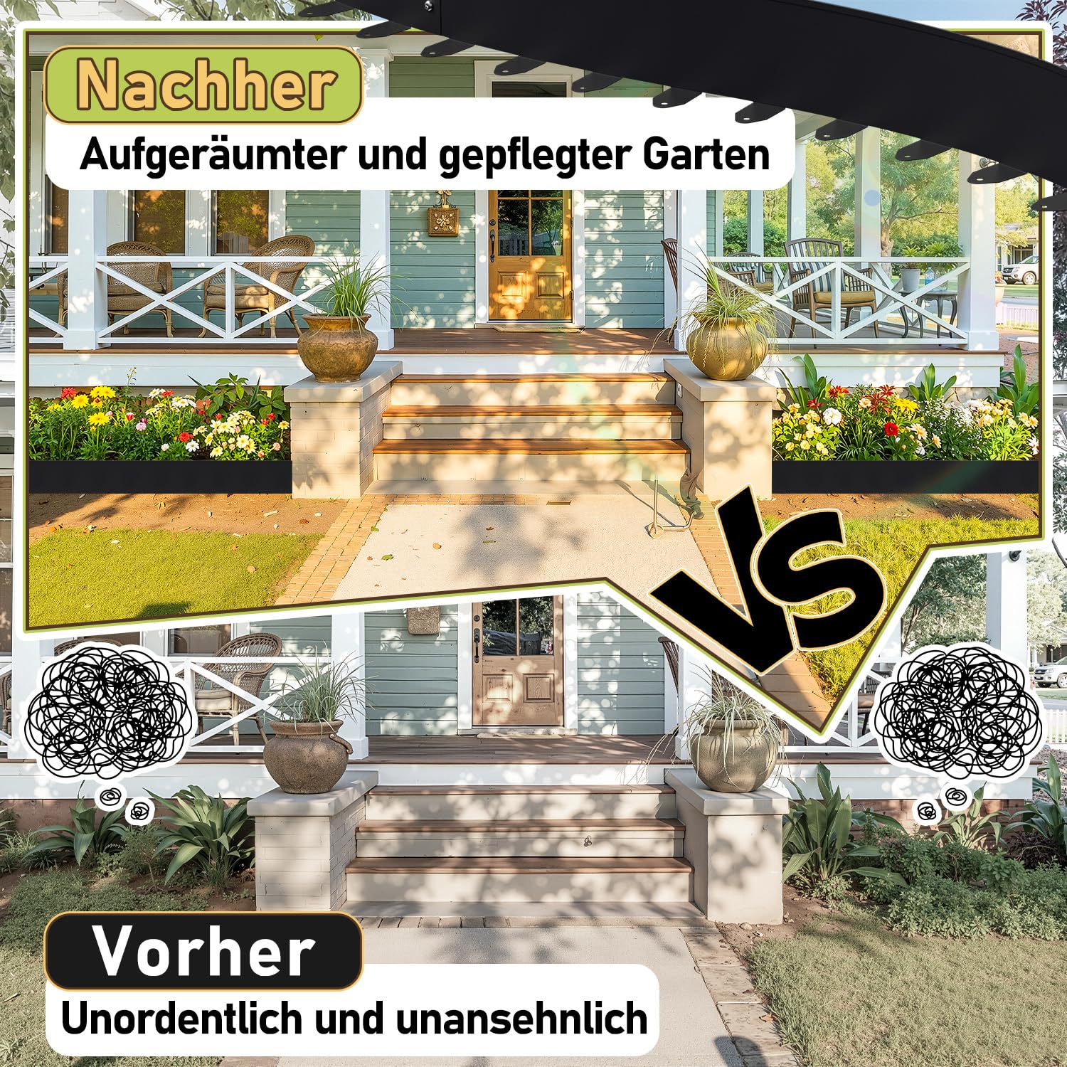 Flexible Rasenkante Metall Schwarz 100cm x 10 cm 20 Stück,Wetterfeste Beetumrandung Einfache Installation mit Erdanker,Mähkante für Blumenbeete,Hofwege,Garten