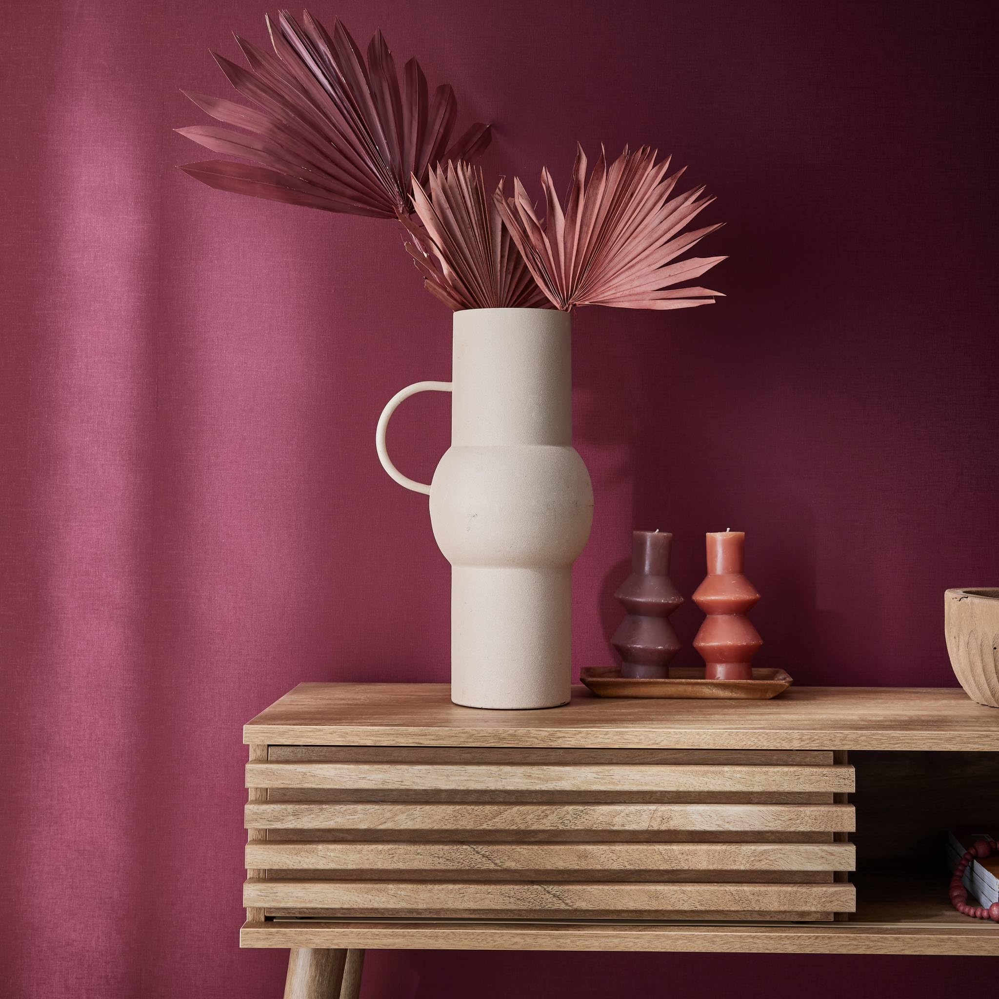 Alice's Garden sweeek - Console scandinave décor Bois avec 1 Porte coulissante rainurée 2 niches de Rangement
