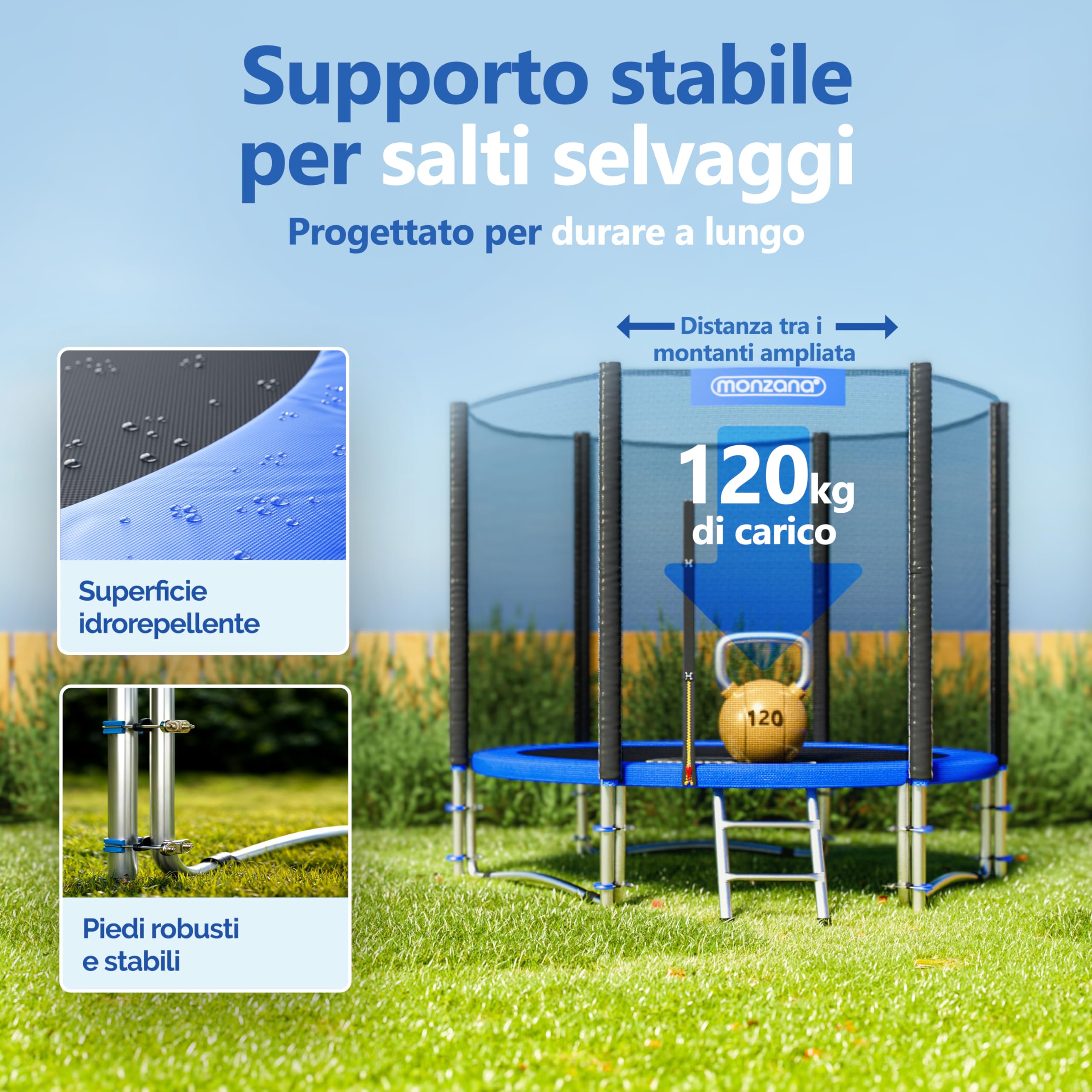 Monzana® Trampolino Ø 183-427cm Set Completo Tappeto Elastico Rete Sicurezza Trampolino Elastico