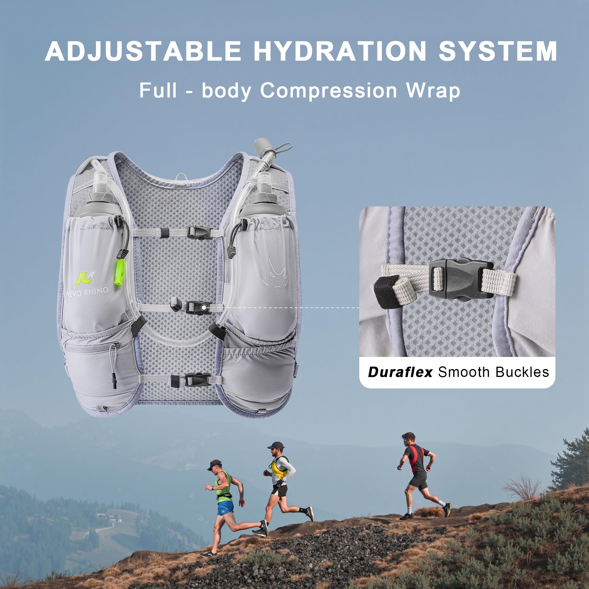 Laufweste mit Wasserblase 1,5 Liter, kleine Trinkwasserweste, leichter Trinkrucksack mit mehreren Taschen, 11x - für Wandern, Rennstrecke, Marathon für Damen und Herren