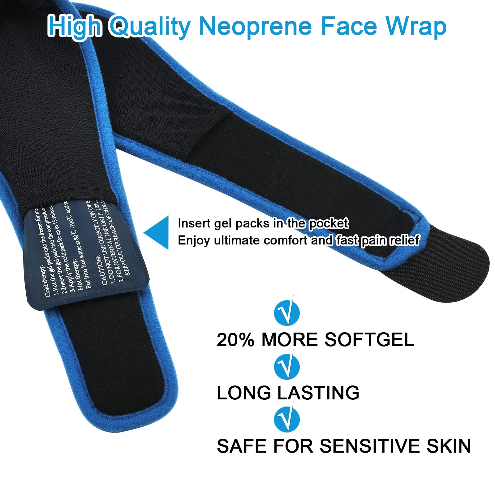 Buy Wisdom Teeth Ice Pack, Face Ice Pack for Jaw, 4 Gel Packs & 2 Round