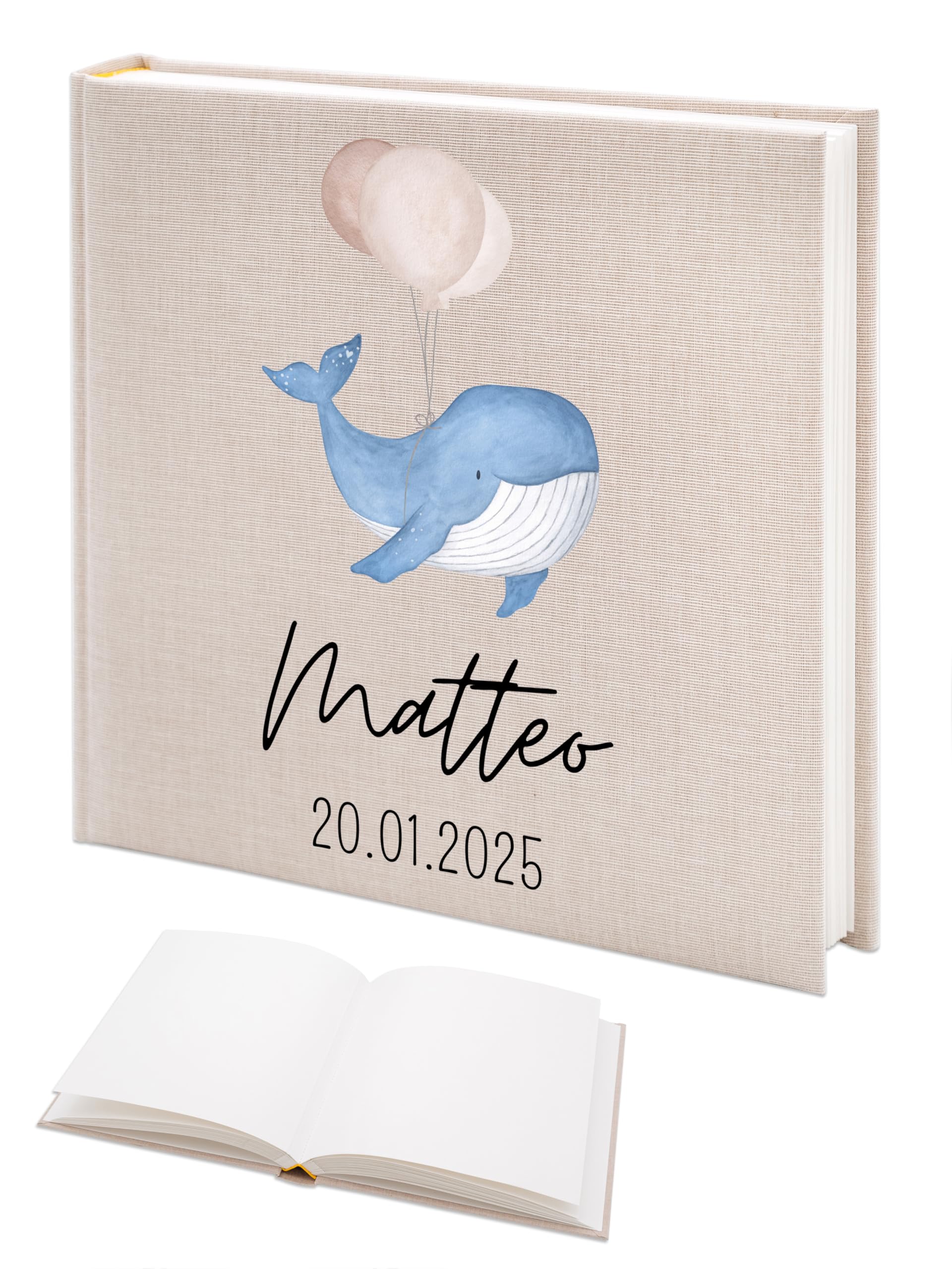 wunderwunsch Fotoalbum Einschulung personalisiert, Gästebuch, Deko, Erinnerungsalbum Schule, Geschenk Taufe, Kindergarten, Geburt, Geburtstag individualisiert (Wal)