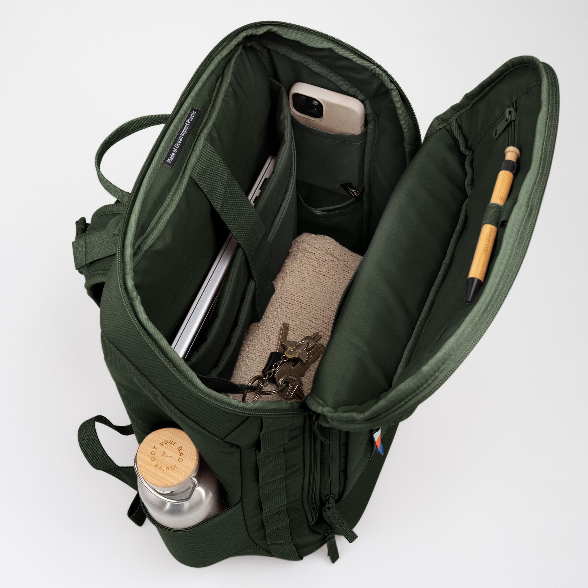 GOT BAG Pro Pack Travel | Wodoodporny Plecak Podrozny | Plecak na Laptopa 16 | Pojemny Plecak Turystyczny 35L (algae)