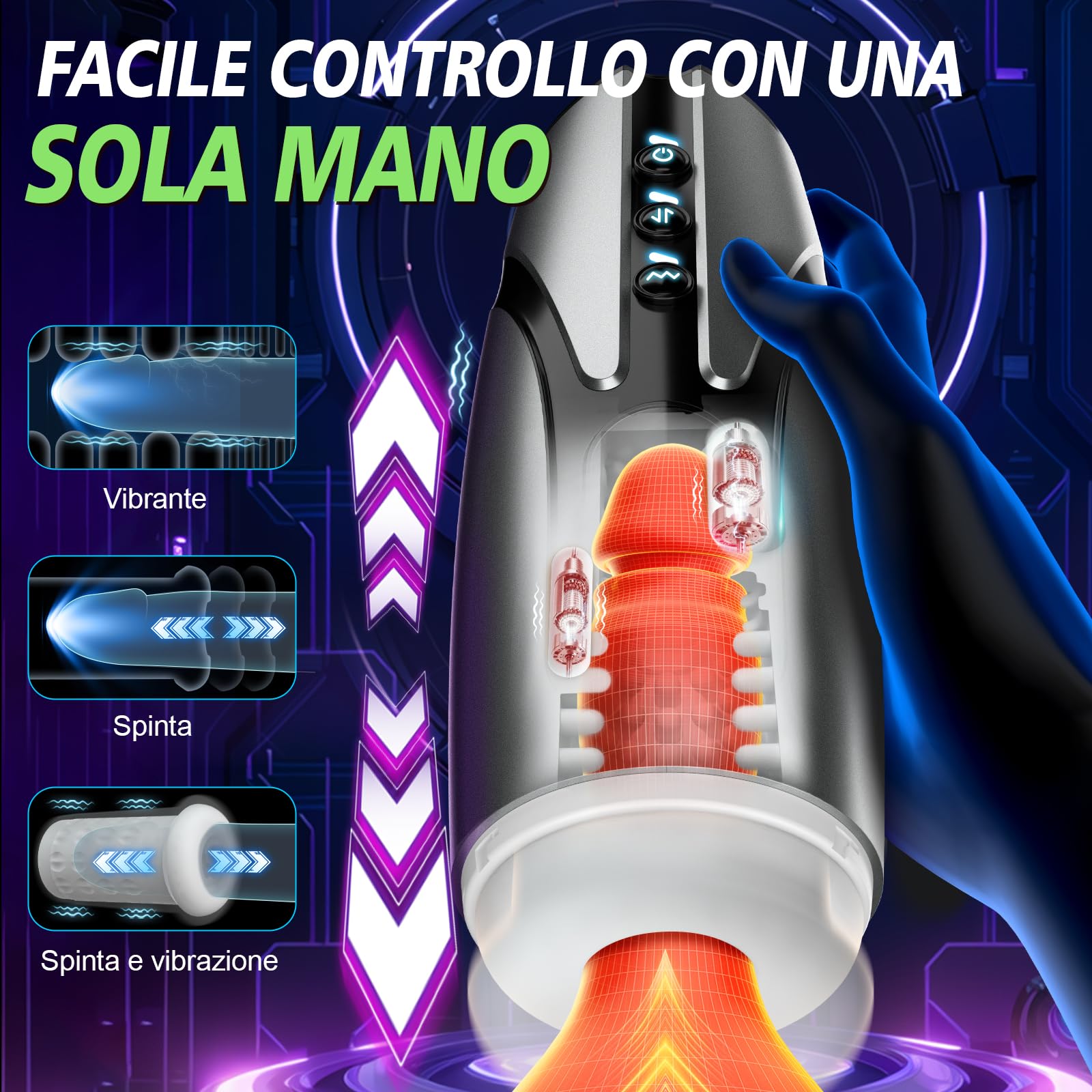 Masturvatore per Uomo con 7 Modalità di Vibrazione & Telescopica, Masturbatore Maschile per Pene Sex Toys Vibratore, Realistico Vagina Pocket Pussy Sexytoysys Coppia