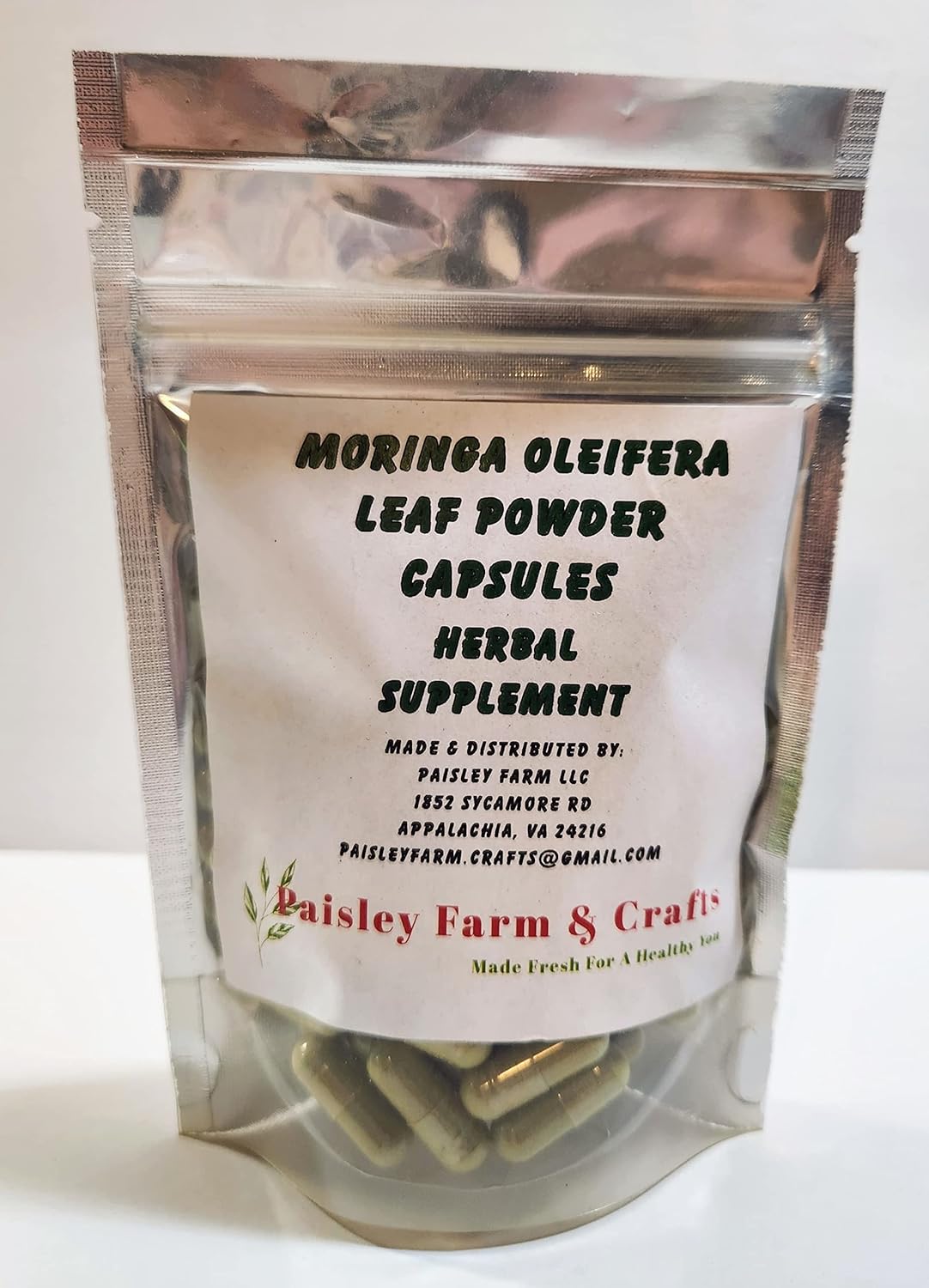 Moringa Oleifera Leaf Capsules Non GMO - Herbal Supplement - 100% Pure Leaf Powder! (300) - Made Fresh On Demand!