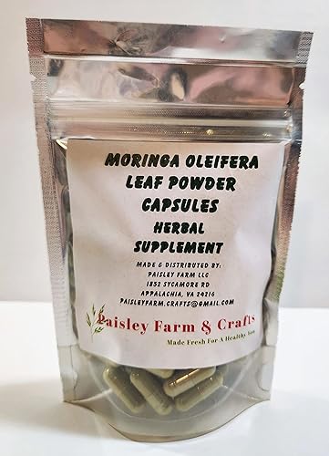 Vista 4 de Cápsulas de hojas de Moringa Oleifera sin OMG, suplemento de hierbas, polvo de hojas 100% puro. (300) - ¡Hecho fresco bajo demanda!