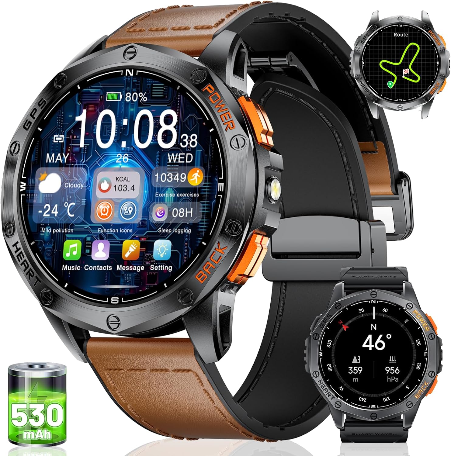 LIGE GPS Smart Watch for Men with 530mAh Battery(Make/Answer Call), 1.43″ Amoled Always-on Smartwatc… LIGE GPS Smart Watch for Men with 530mAh Battery(Make/Answer Call), 1.43″ Amoled Always-on Smartwatc…