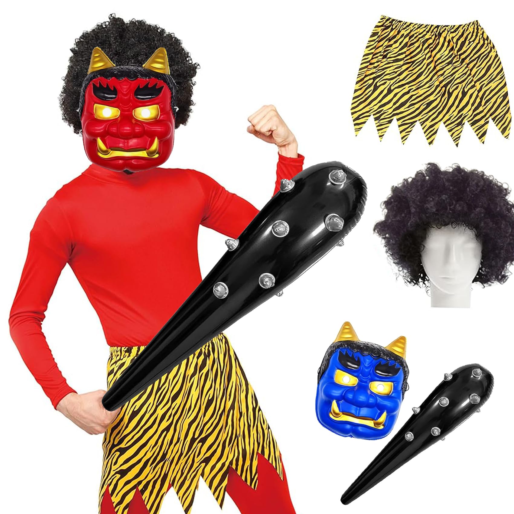 Amazon | [WEJUB] 鬼 コスプレ 節分2点セット4点セット鬼衣装 赤