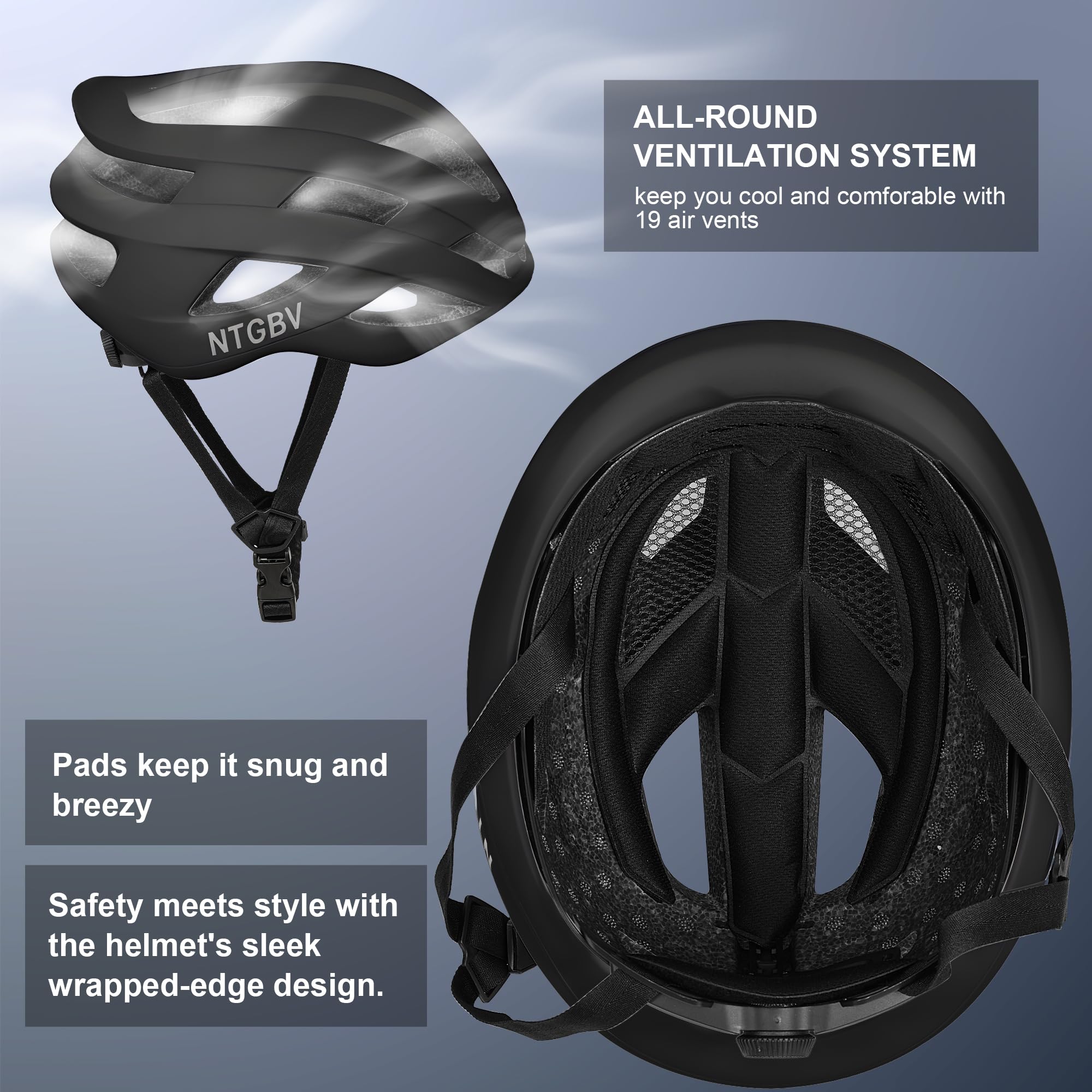 Kask rowerowy dla dorosłych dla mężczyzn/kobiet, z torbą na kask, 2 zdejmowane wkładki nawilżające, regulowana tarcza, wygodne dopasowanie, lekki, odporny na wstrząsy, certyfikat bezpieczeństwa
