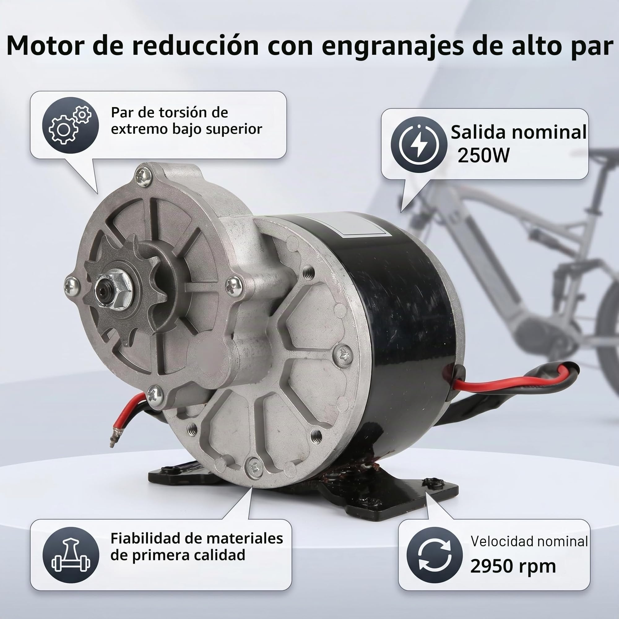 Alomejor Motor eléctrico de reducción de Engranajes,Motor para Patinete eléctrico 12v 250w con piñón de 9 Dientes,for usuarios de Scooters eléctricos Ciclismo Urbano y proyectos DIY