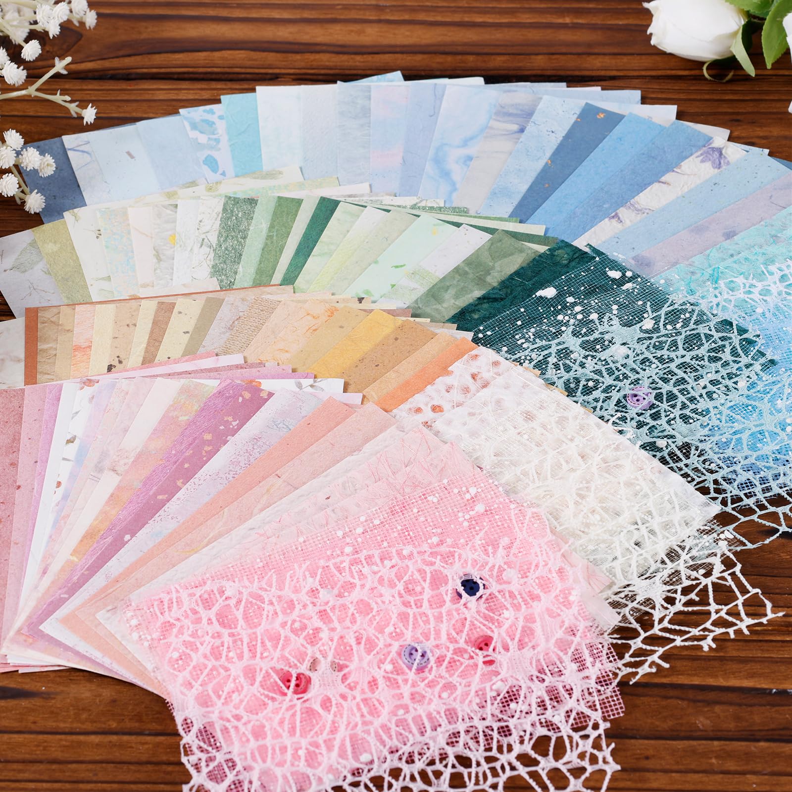 Carta per Scrapbooking, 168 Fogli Scrapbook Paper Speciale Mista Goffrata, Vintage Materiale Decorativo, Carte da Stampa Testurizzata per Diario
