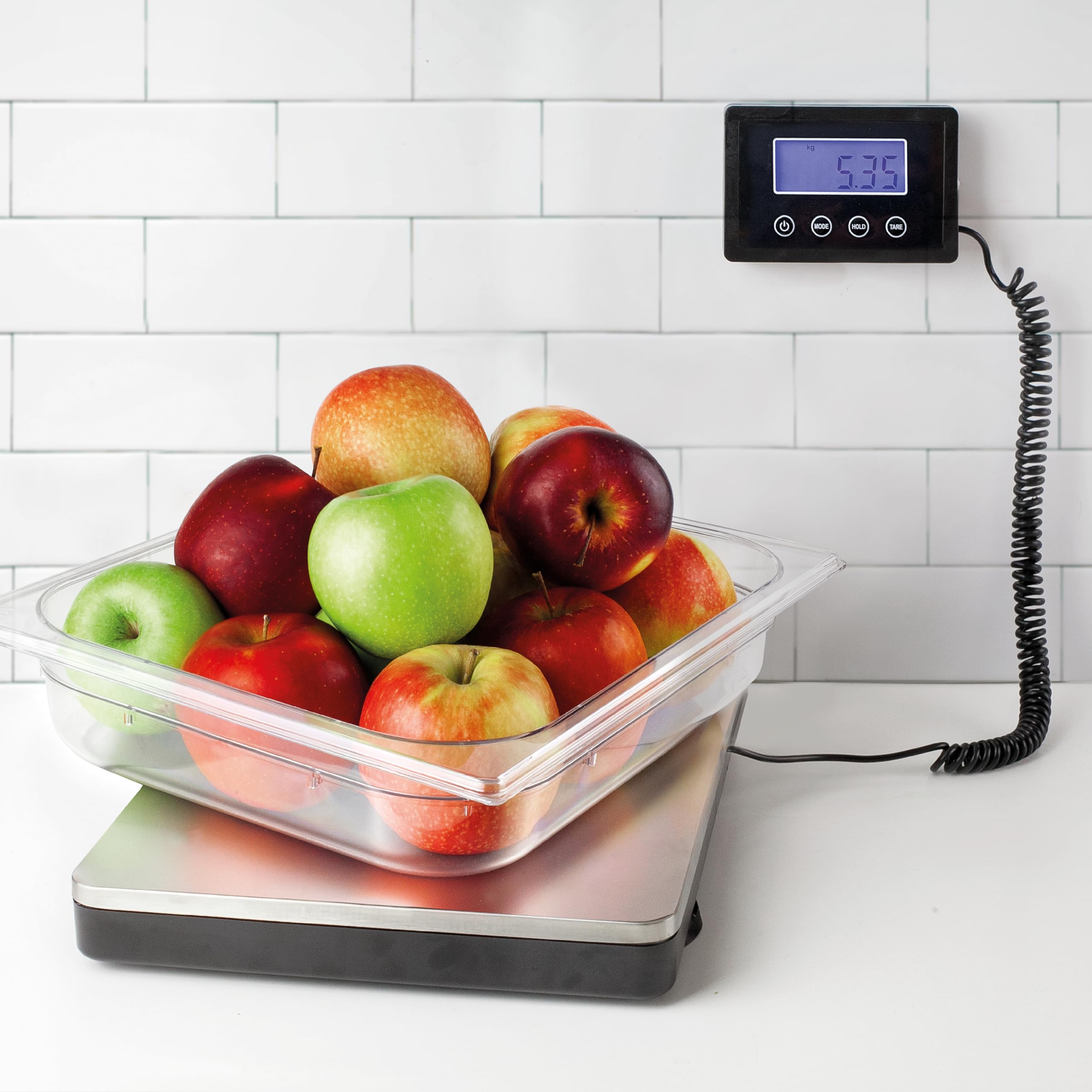 Lacor 61724 - Báscula Cocina, Peso de Cocina, Plataforma Báscula Portátil | En acero inoxidable, para un uso práctico y profesional en cocina; ideal para cocina profesional y uso diario en casa