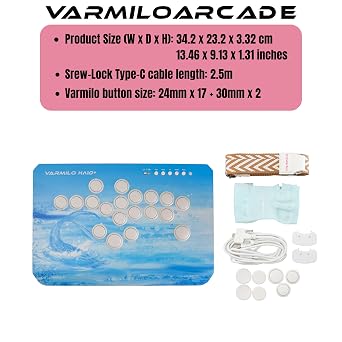 VARMILOARCADE HA10+ Rapid trigger All button arcade controller Leverless fight stick Two Versions Standard PC Only or Pro Compatible with PC PS4 PS5 Switch1 Switch2 (Sea Meloday, Standard (PC-Only))