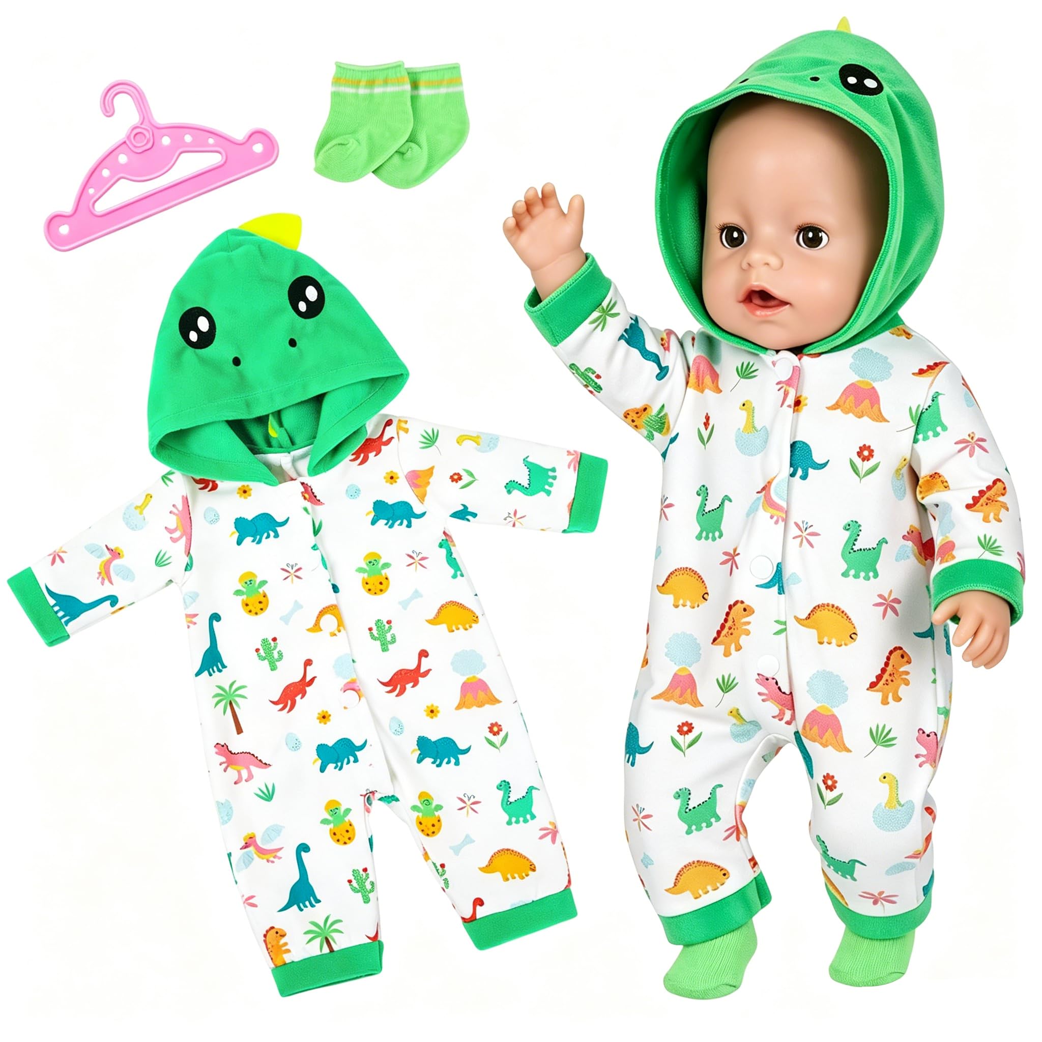Baby Doll Clothes for 14-17 Inch Baby Dolls, 3 Pcs Cute Green Doll Clothes