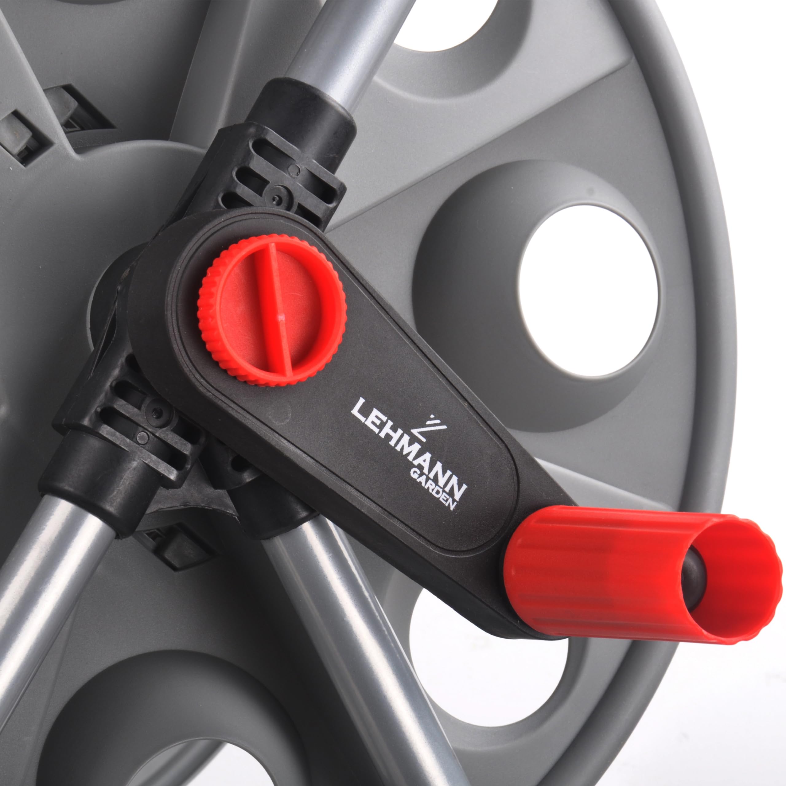 Lehmann Chariot dévidoir pour Tuyau d’arrosage Jusqu’à 45 m (1/2") ou 25 m (3/4") – sans Tuyau – Chariot sur Roues, Cadre Robuste, Stable et Compact