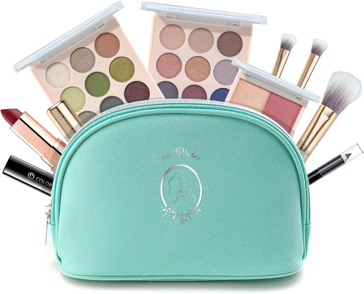 All in One Makeup Kit, Girls Makeup Sets for Teens | Includes Eyeshadow Blush Lipstick Mascara Brushes, Travel Makeup Kit with Bag, Make up Gift Set for Teens, Ideal for Birthday