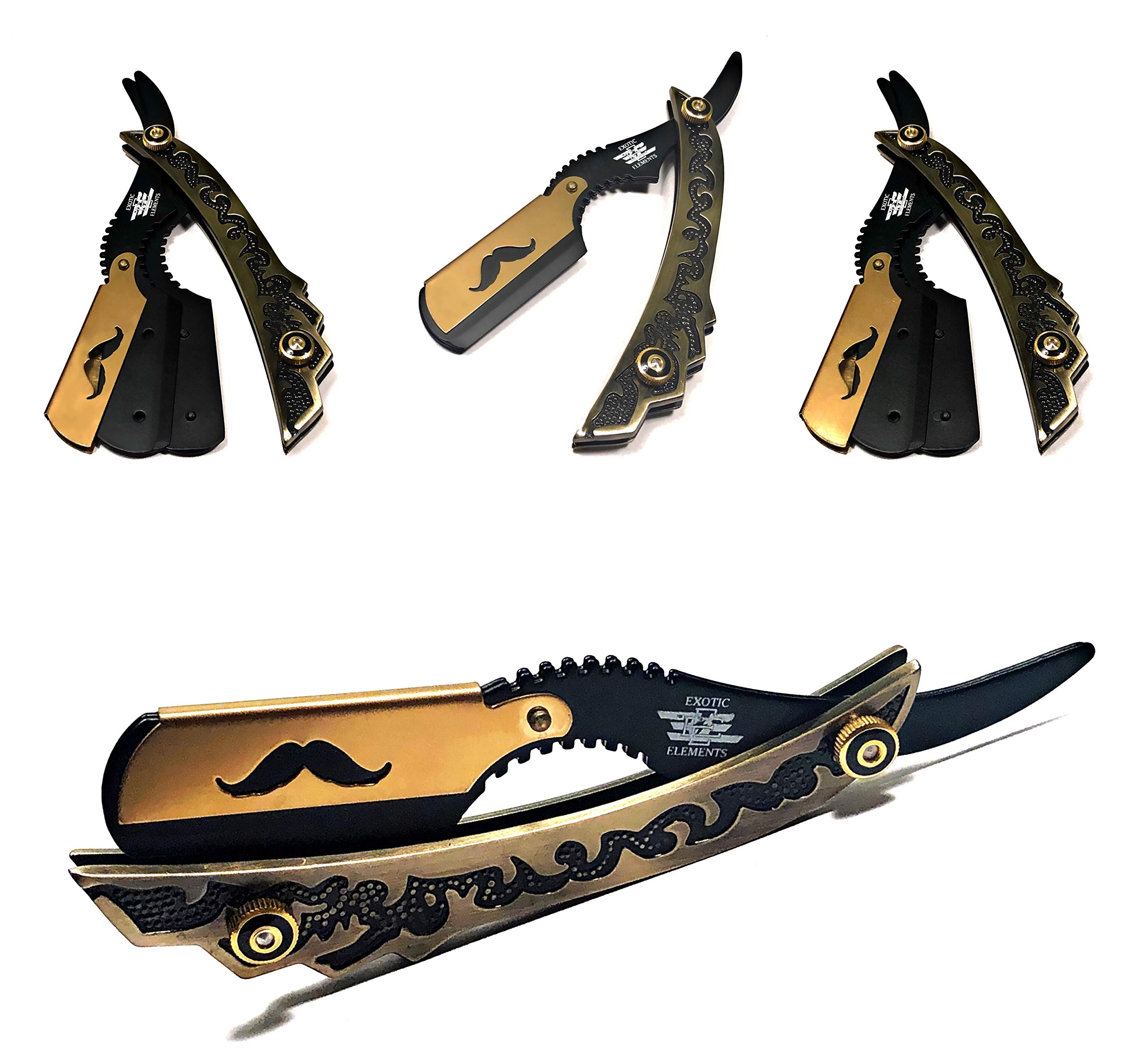 Professional Hair Shaving Razor in Bronze Gold and Black - Quallity Ligthweight Stainless Steel - All Purpose Hair Shaving Blade