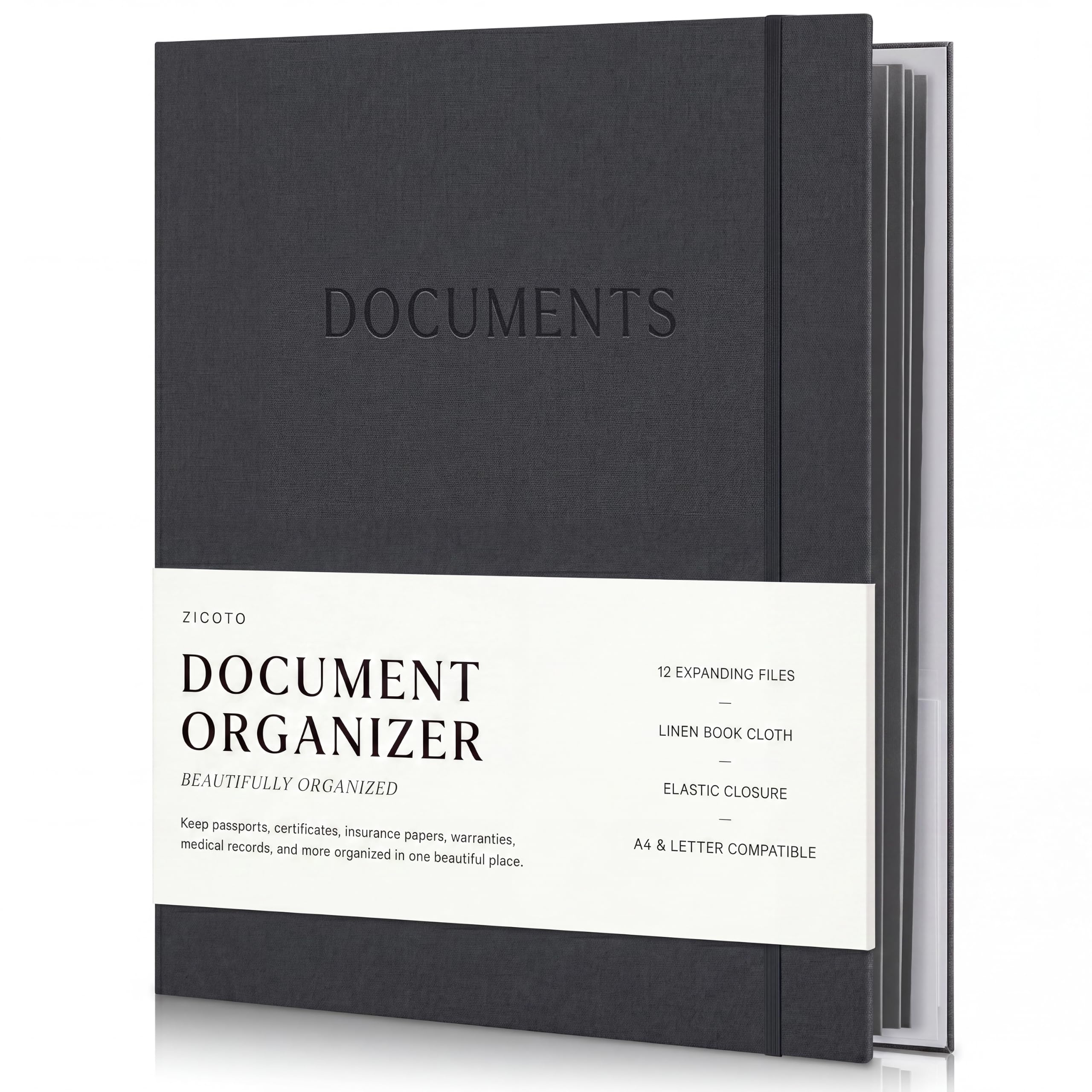 Organizer estetico per documenti, copertina in lino, raccoglitore di emergenza per la vita e la famiglia, perfetto per documenti importanti, certificati di nascita, passaporti, carte di previdenza
