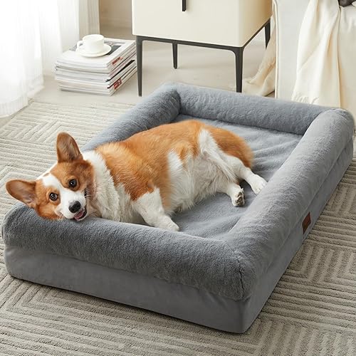 BFPETHOME Sofá cama para perros grandes, cama lavable para perros grandes con refuerzo, camas ortopédicas grandes para perros con fundas extraíbles