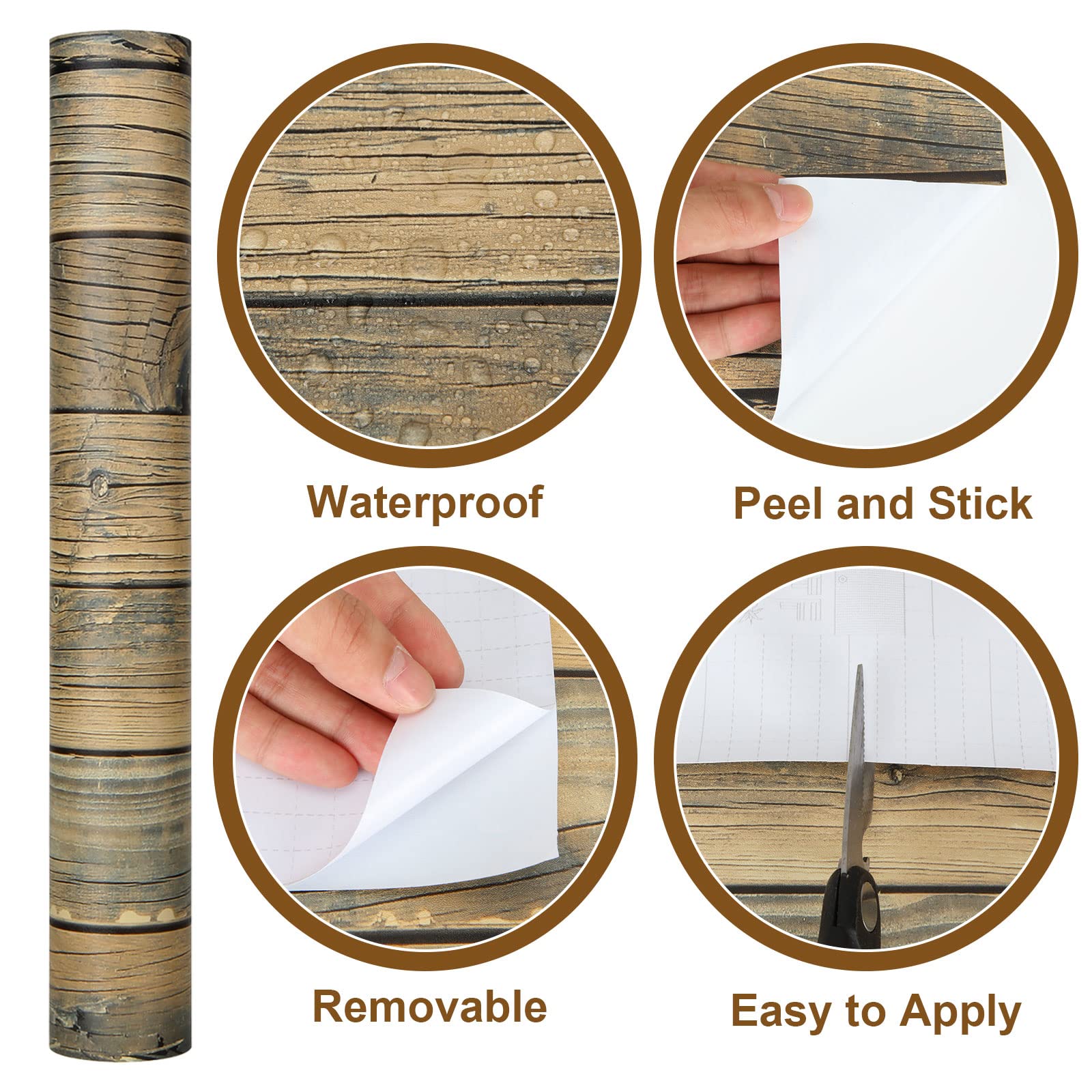 CRE8TIVE Grey Wood Effect Vinyl Self Adhesive Wood Effect Wallpaper For