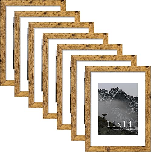 Picrit Juego de 7 portarretratos de 11 x 14 pulgadas, para exhibir fotos de 8 x 10 pulgadas con paspartú o de 11 x 14 pulgadas sin paspartú, marcos