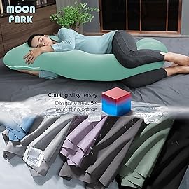 MOON PARK Pregnancy Pillows for Sleeping - U Shaped Full Body Maternity Pillow with Removable Cover - Support for Back, Legs, Belly, HIPS - 57 Inch - Turqouise - Cooling Cover