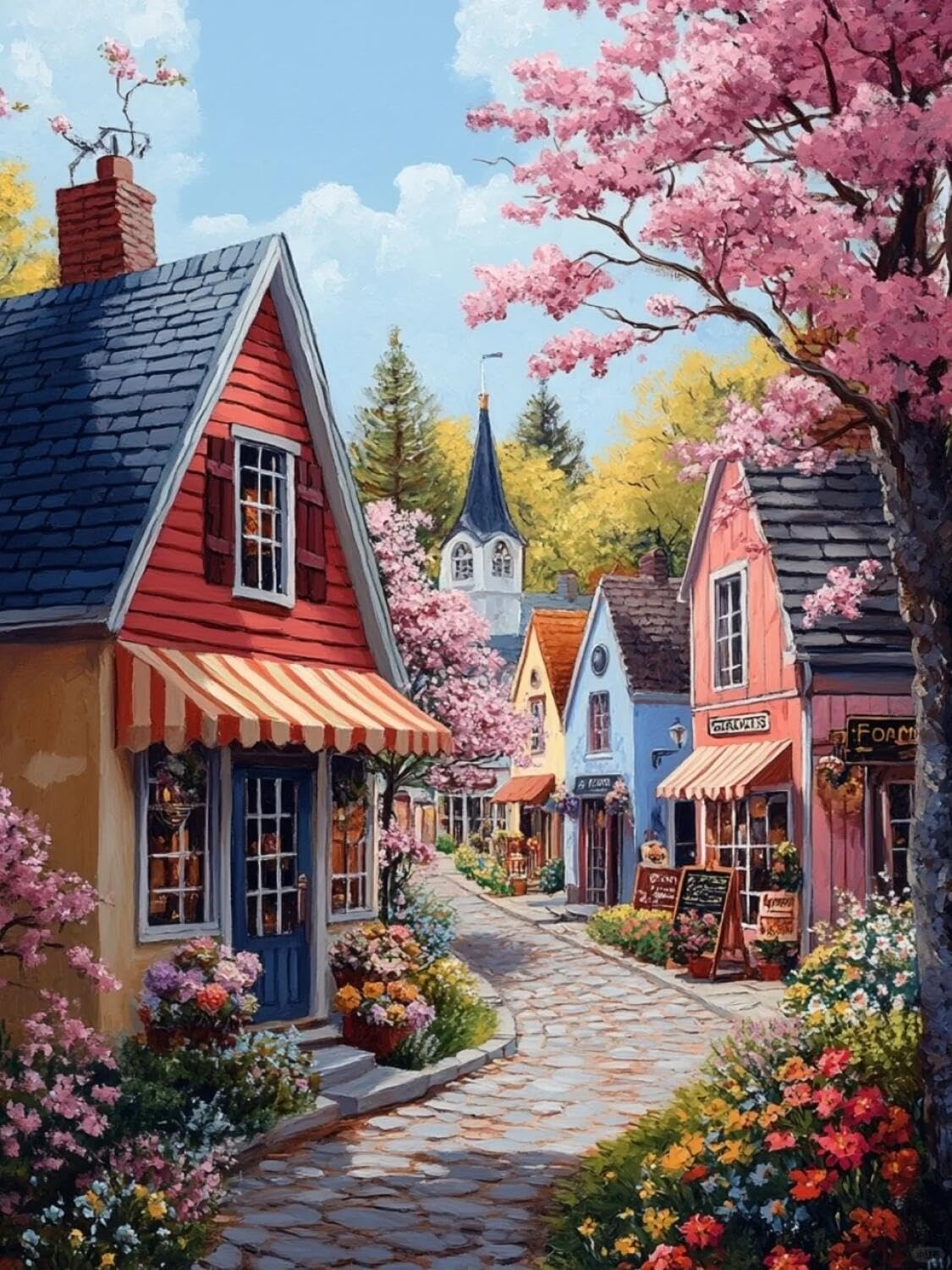 Rqwybcaxn Bead Cross Stitch Kits Cartoon Town 40x50cm