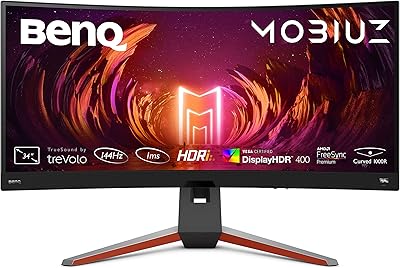 BenQ MOBIUZ EX3410R Monitor Curvo Gaming (34 pollici, Ultrawide, 2K, 144 Hz, 1ms, HDR 400, FreeSync Premium Pro, telecomando)
