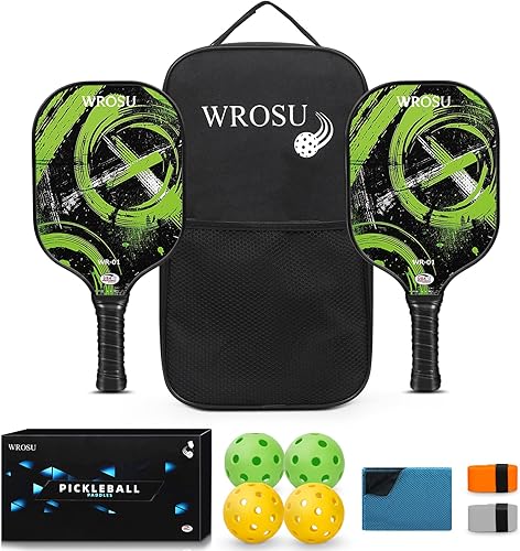 Miniatura 10 de Carbon Fiber Pickleball Paddles Set of 4 or 2 Rackets,USAPA Approved Pickleballs Equipment with Balls,Bag,Accessories,Carbon Fiber T300 Lightweight